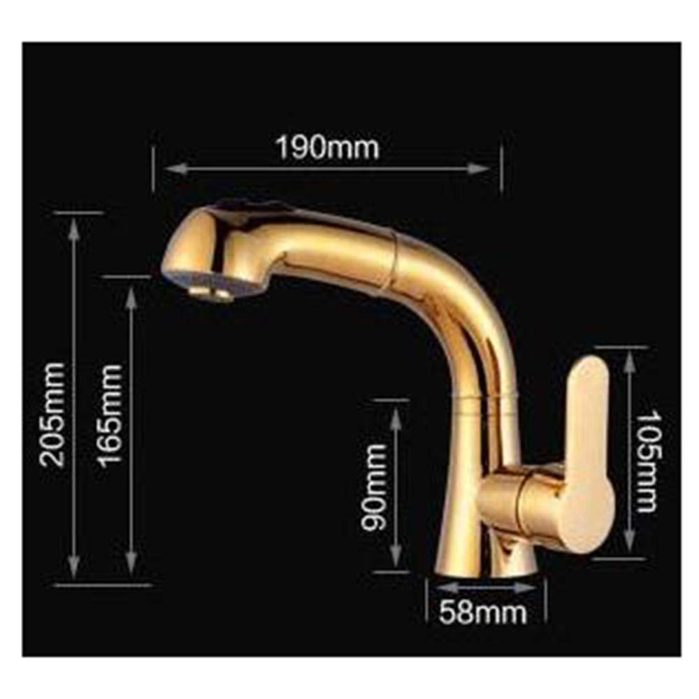 Premium Gold Pull Down Kitchen Faucet with Sprayer - Brass Hot & Cold Water Sink Tap with Telescopic Rotating Spout - Perfect for Modern Kitchens & Bar Sinks