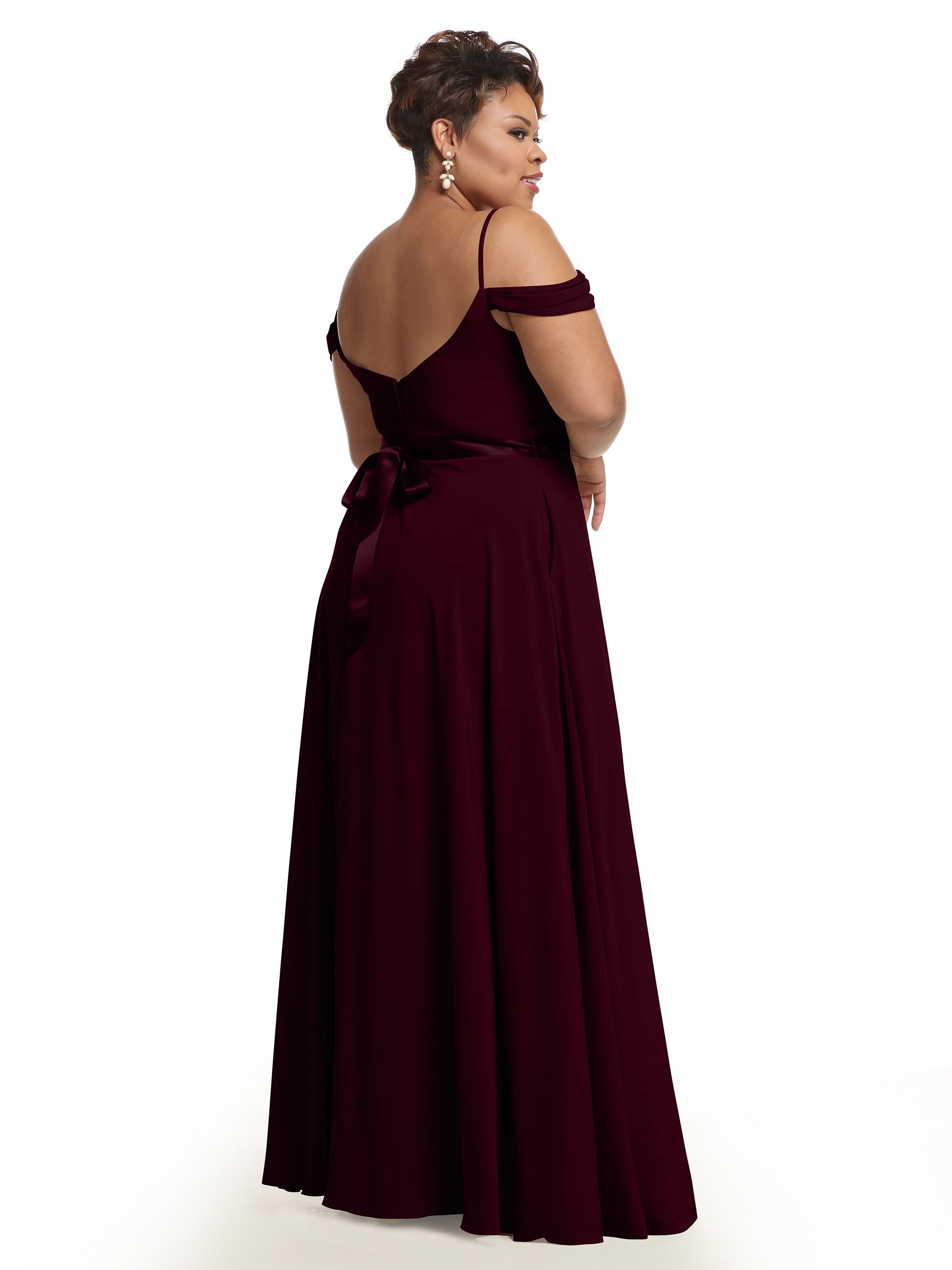 Elegant 80106 Off-The-Shoulder Stretch Chiffon A-Line Bridesmaid Dress with Sash - Perfect for Weddings, Formal Events & Special Occasions