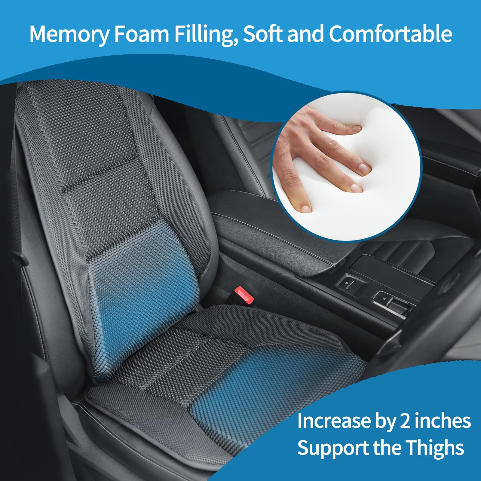 Premium Memory Foam Car Seat Cushion for Drivers - Orthopedic Support for Back & Butt Pain Relief - Universal Fit for Cars, SUVs, Trucks - Perfect for Long Commutes & Road Trips