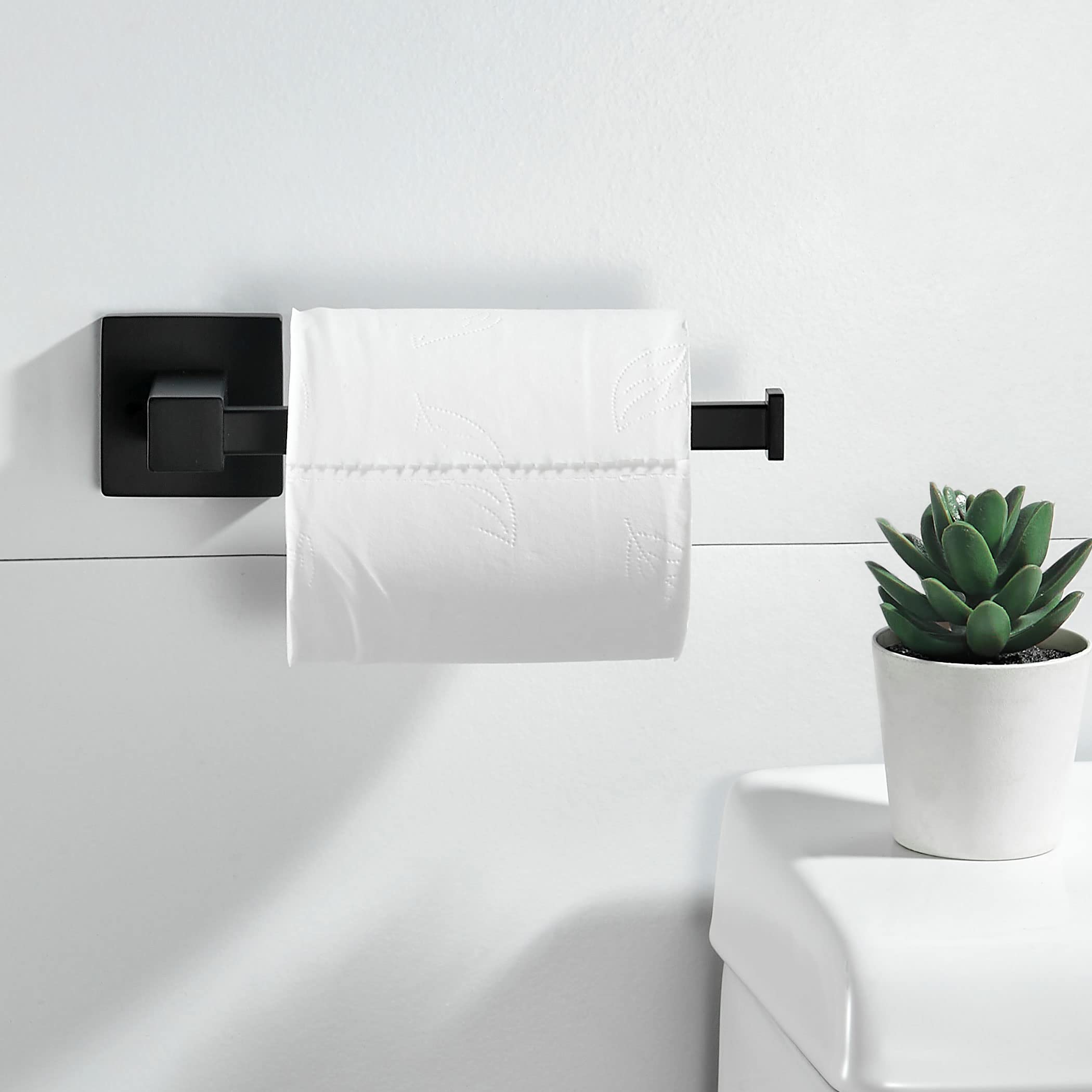 Black Toilet Paper Holder & Towel Ring Set - Stainless Steel Wall Mounted Bathroom Hardware (2 PCS) - Perfect for Modern Bathrooms, Powder Rooms & Guest Baths