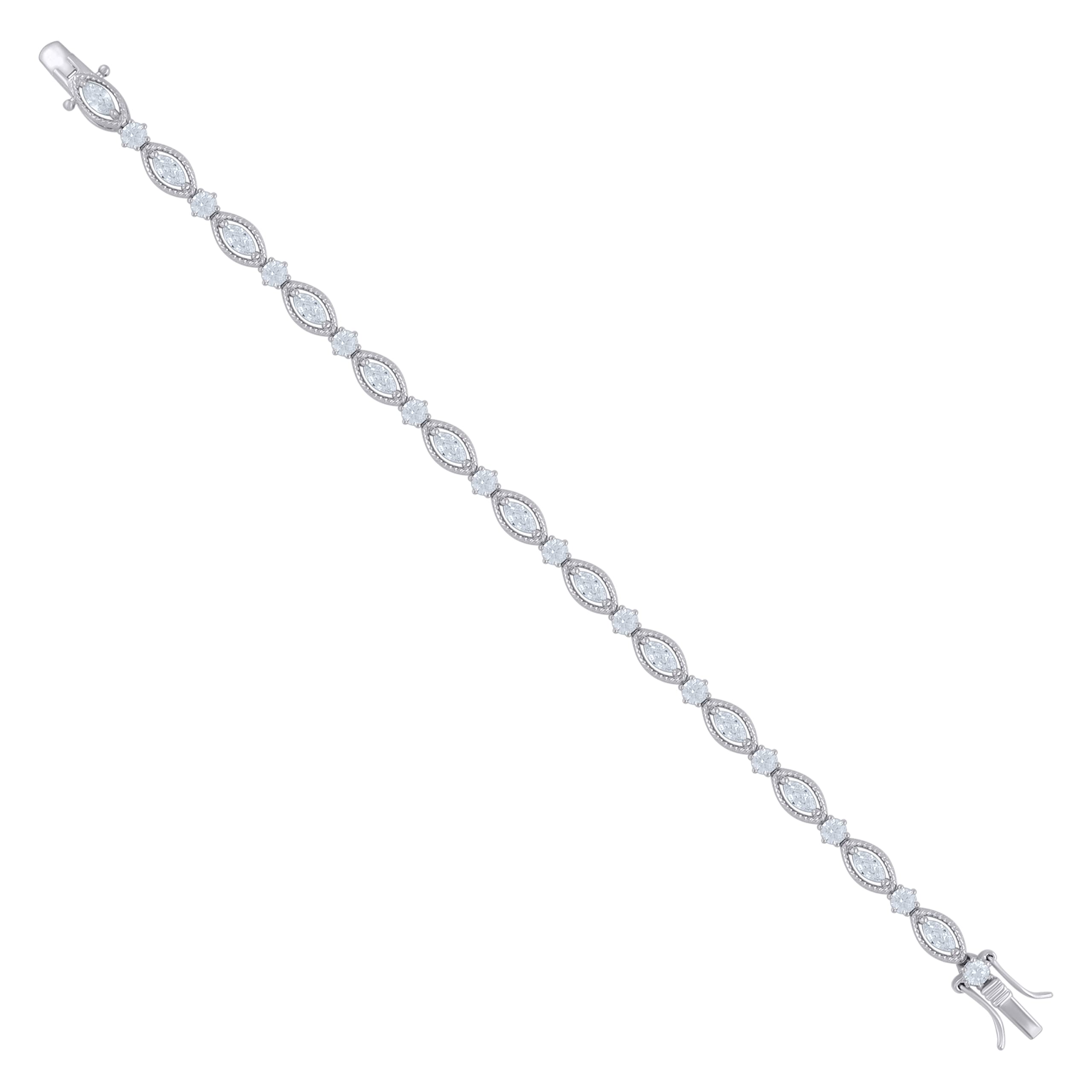 925 Sterling Silver Marquise Cut Cubic Zirconia Bracelet for Women | Elegant CZ White Stone Jewelry | Perfect for Weddings, Parties & Special Occasions