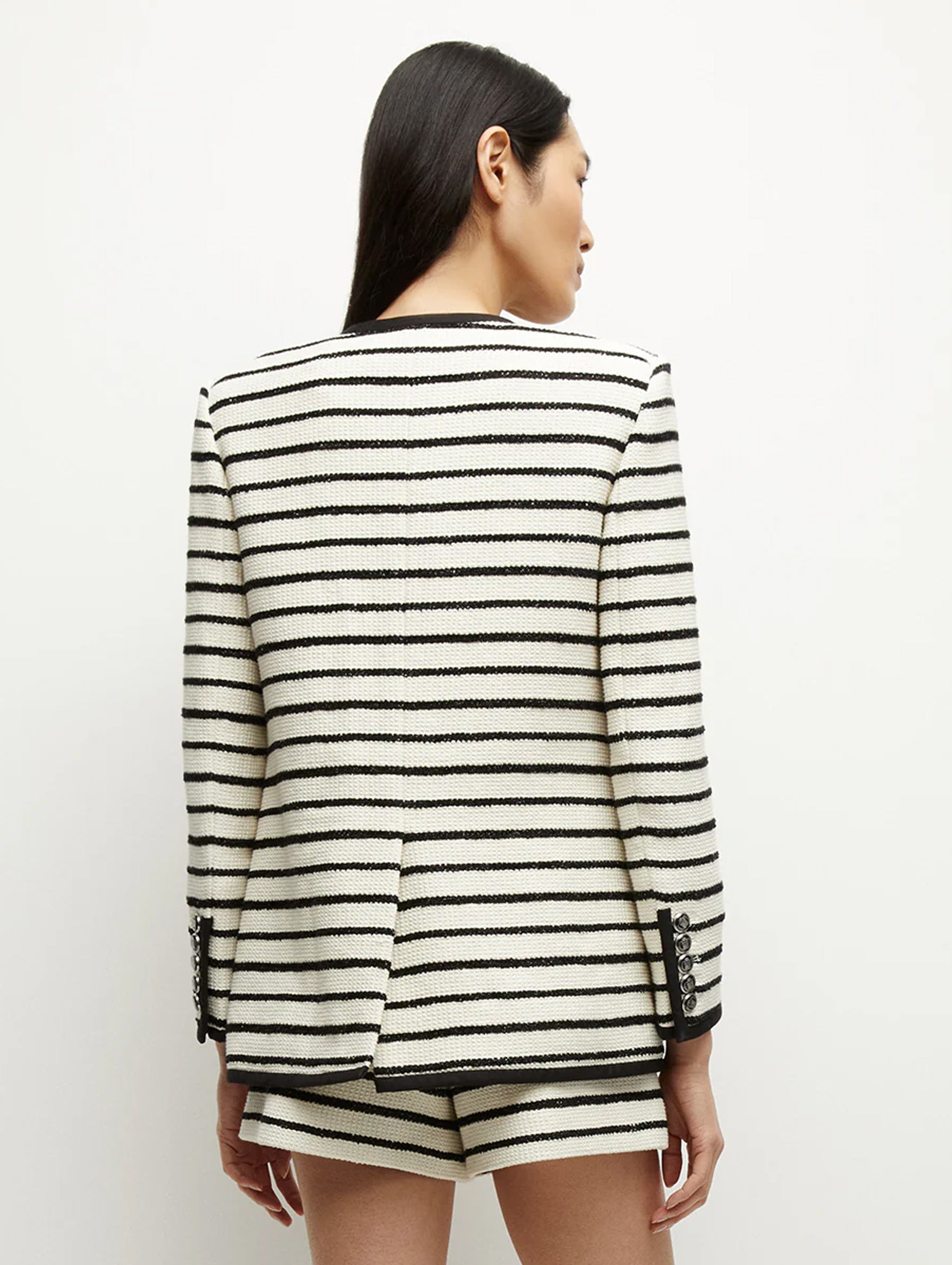 Foster Striped Dickey Jacket in Ivory Black - Stylish Layering Piece for Fall & Winter | Perfect for Office, Casual Outfits & Date Nights