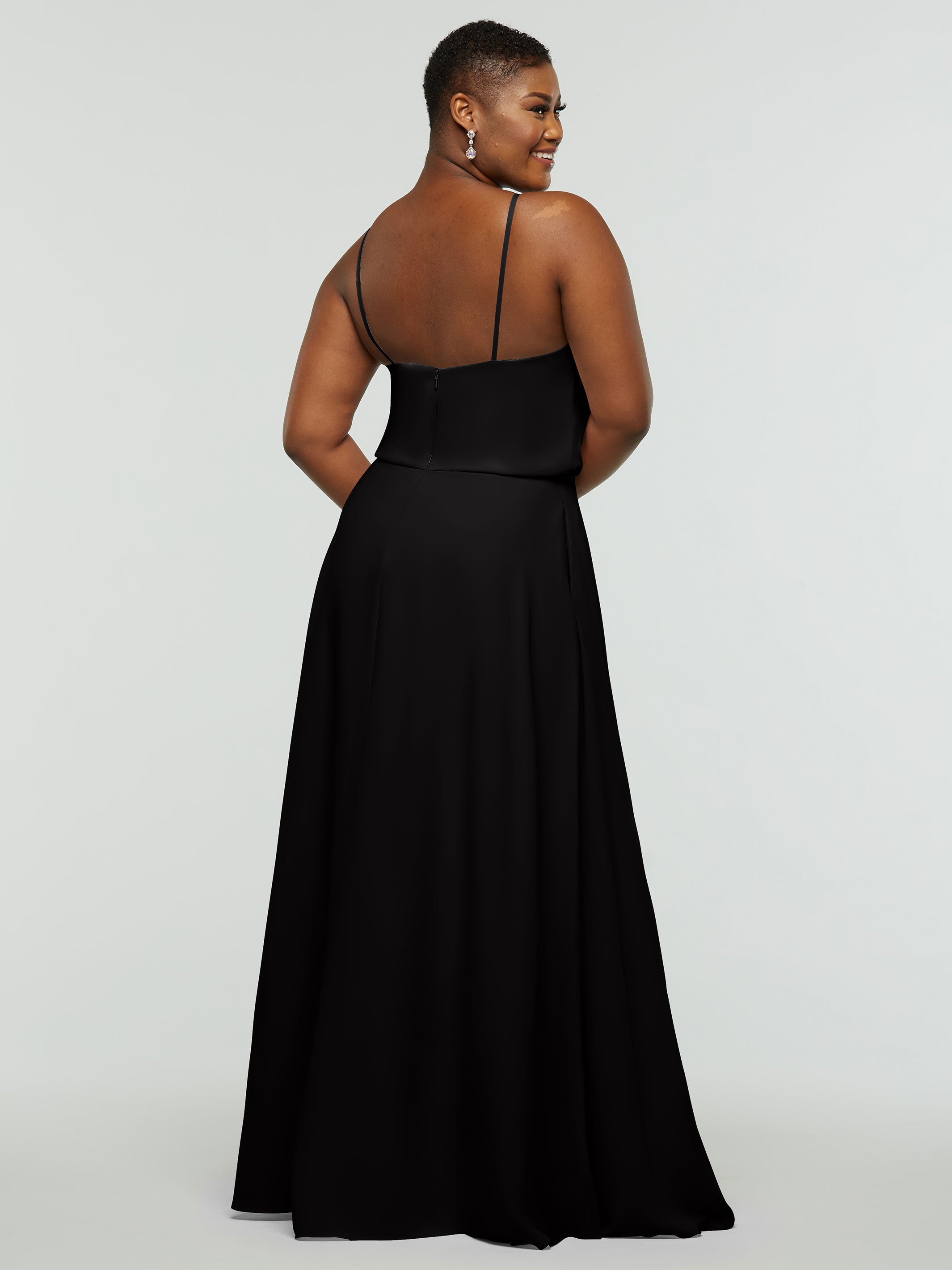 Elegant 83015 Stretch Chiffon A-Line Bridesmaid Dress with Halter Neckline - Perfect for Weddings, Formal Events & Special Occasions