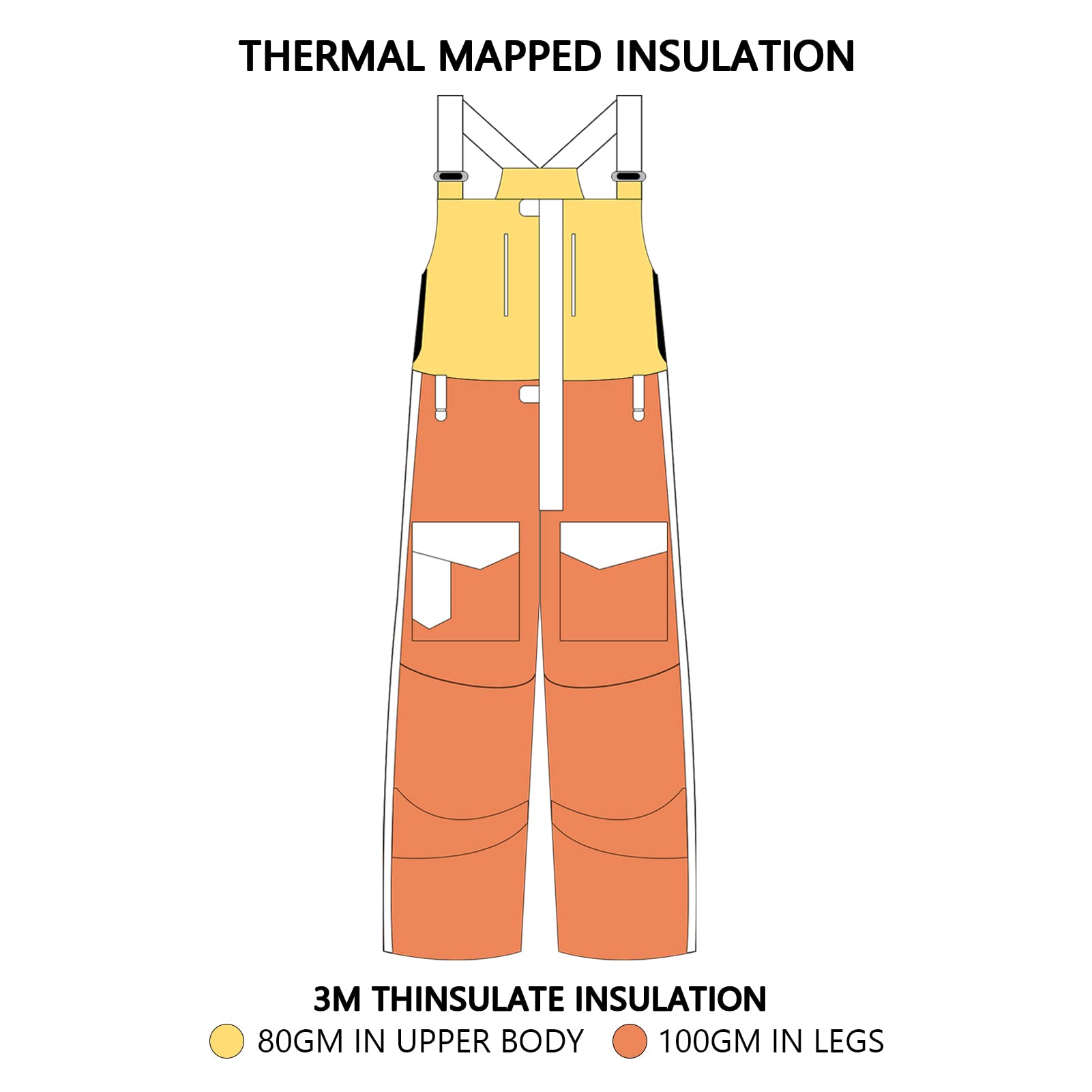 BASSDASH Men's Insulated Waterproof Fishing & Hunting Bib Overalls - Ripstop Breathable Snow Pants for Outdoor Winter Activities, Ice Fishing & Cold Weather Work