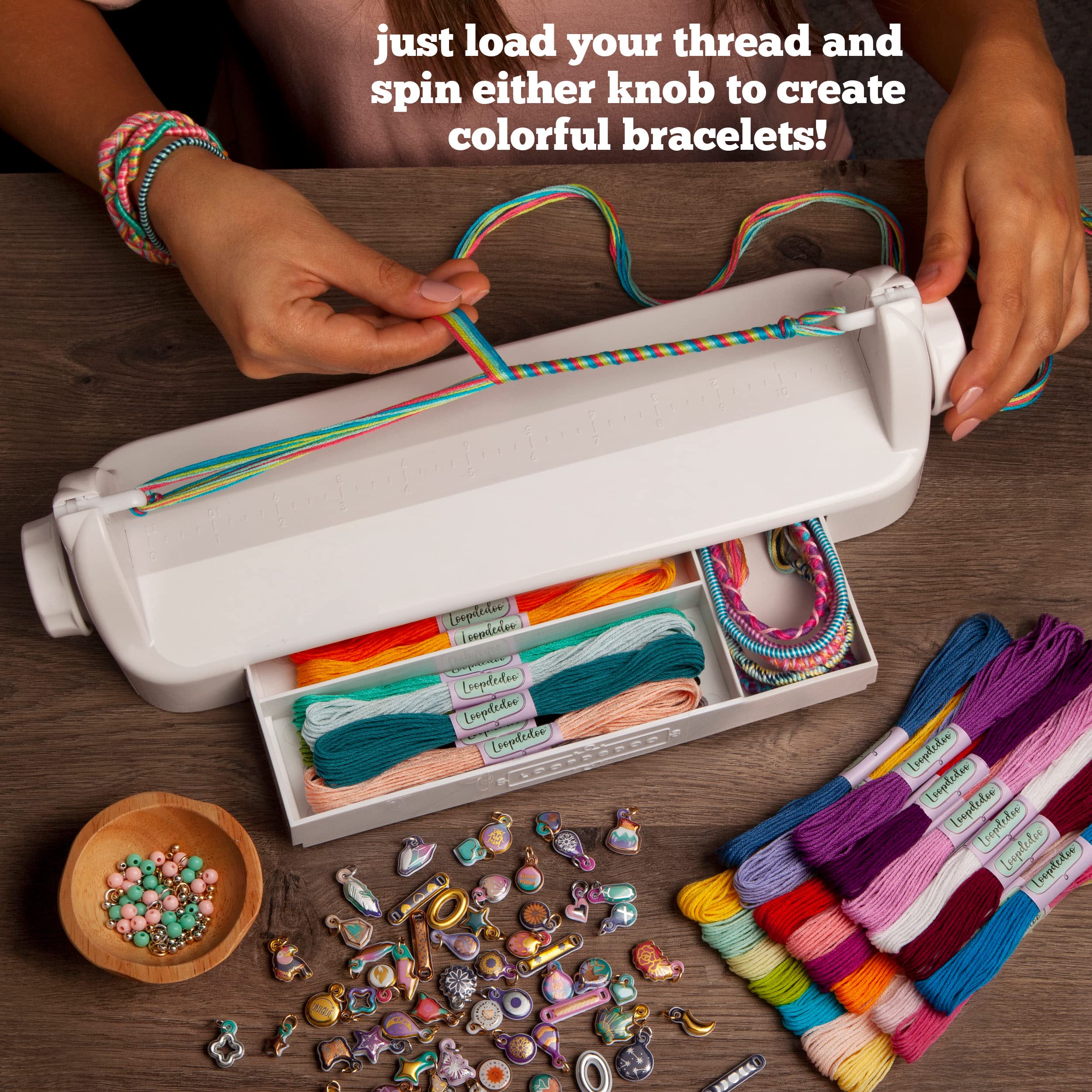 Loopdedoo Deluxe DIY Friendship Bracelet Maker Kit - Create Custom Bracelets in Minutes for Birthdays, Friendship Gifts & Parties - Award-Winning Craft Kit for Kids Ages 8+ - Perfect for Sleepovers, Summer Camps & Creative Play