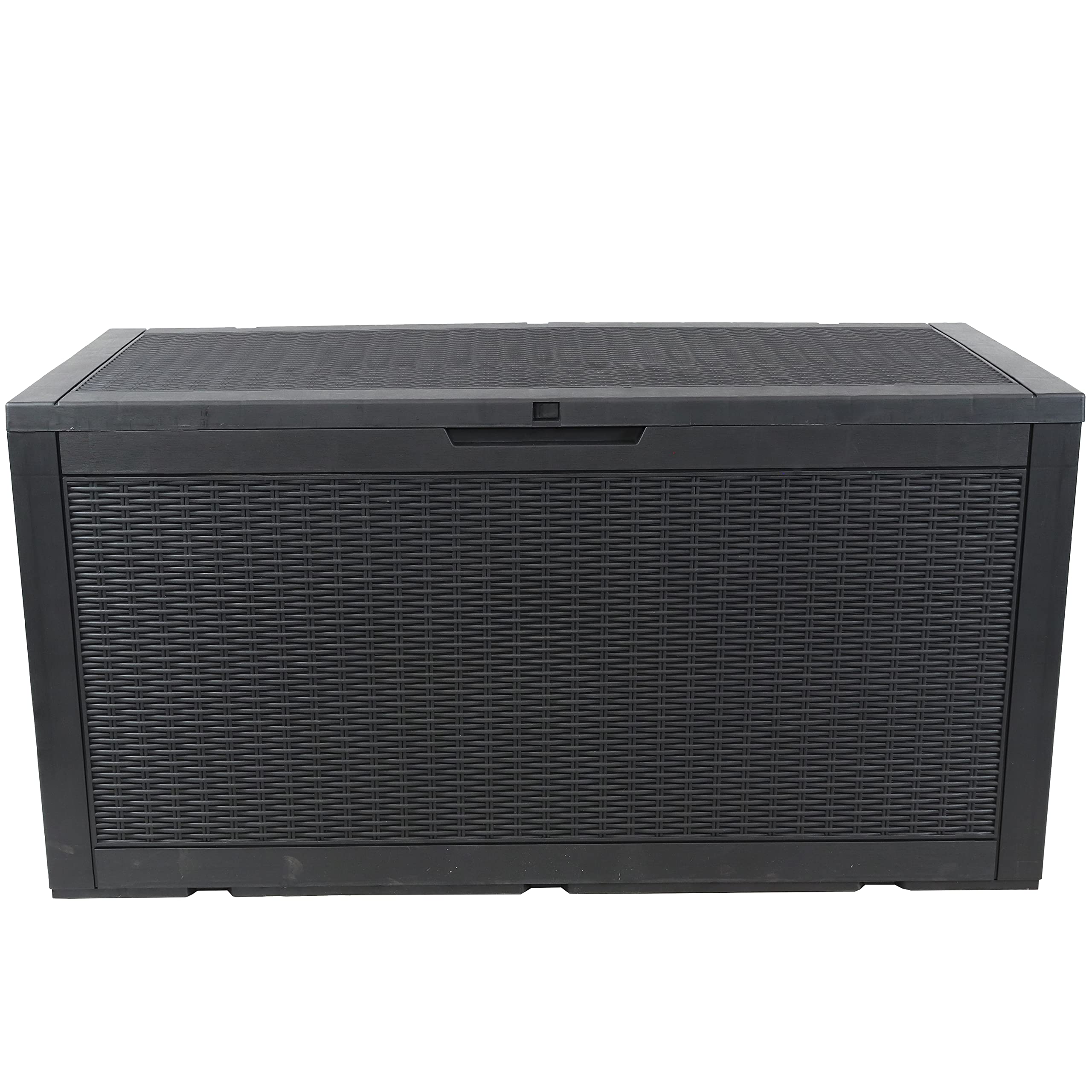 Sunnydaze 100-Gallon Outdoor Deck Storage Box - Lockable Weatherproof Package Delivery Bin - Faux Resin Phantom Gray - Perfect for Patio, Garden & Porch Organization