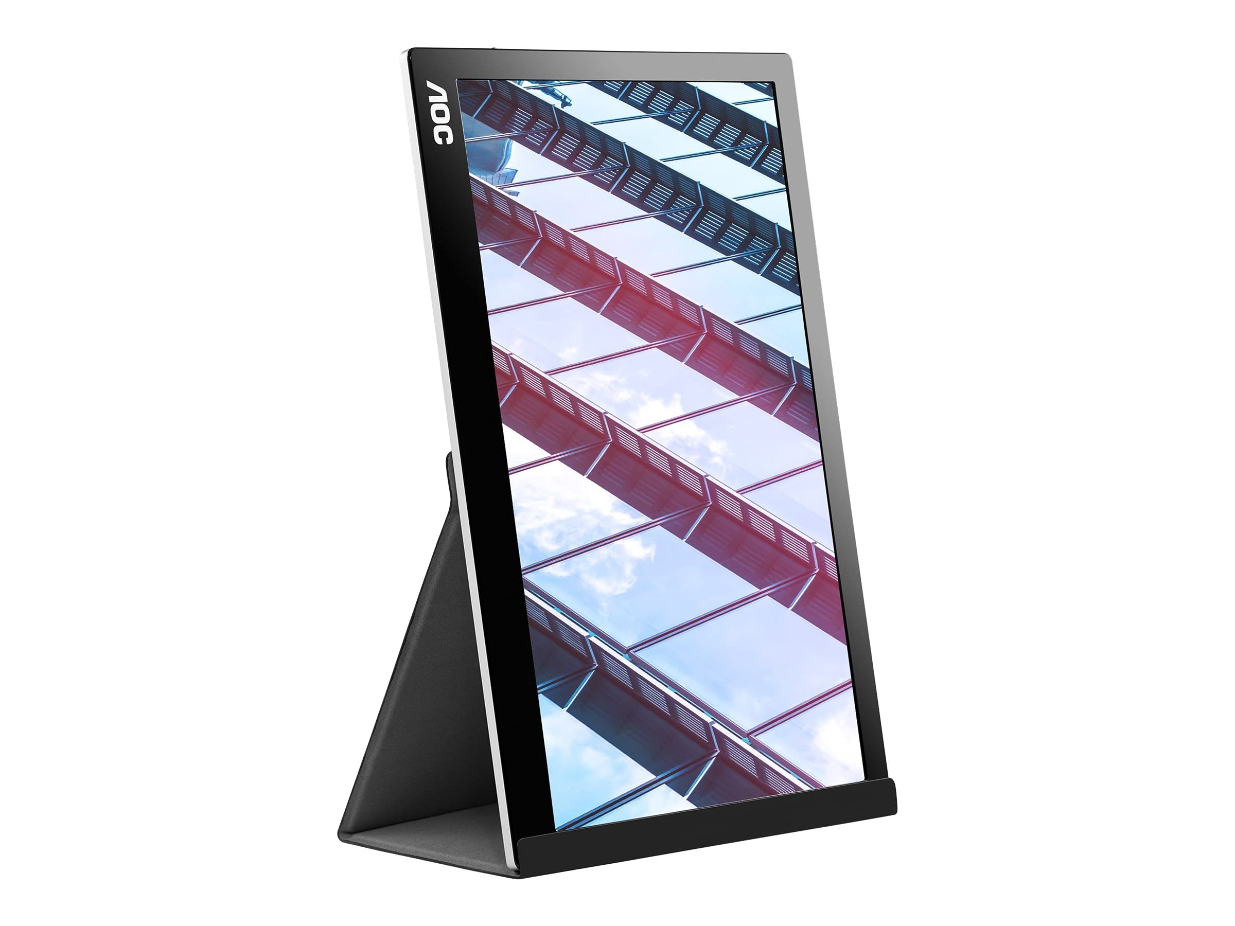 AOC I1601P 16 Inch Portable FHD USB-C Monitor with AutoPivot - 1920x1080 Resolution, 60Hz Refresh Rate, USB-C Connectivity - Black | Perfect for Laptop Extensions, Gaming, and Remote Work