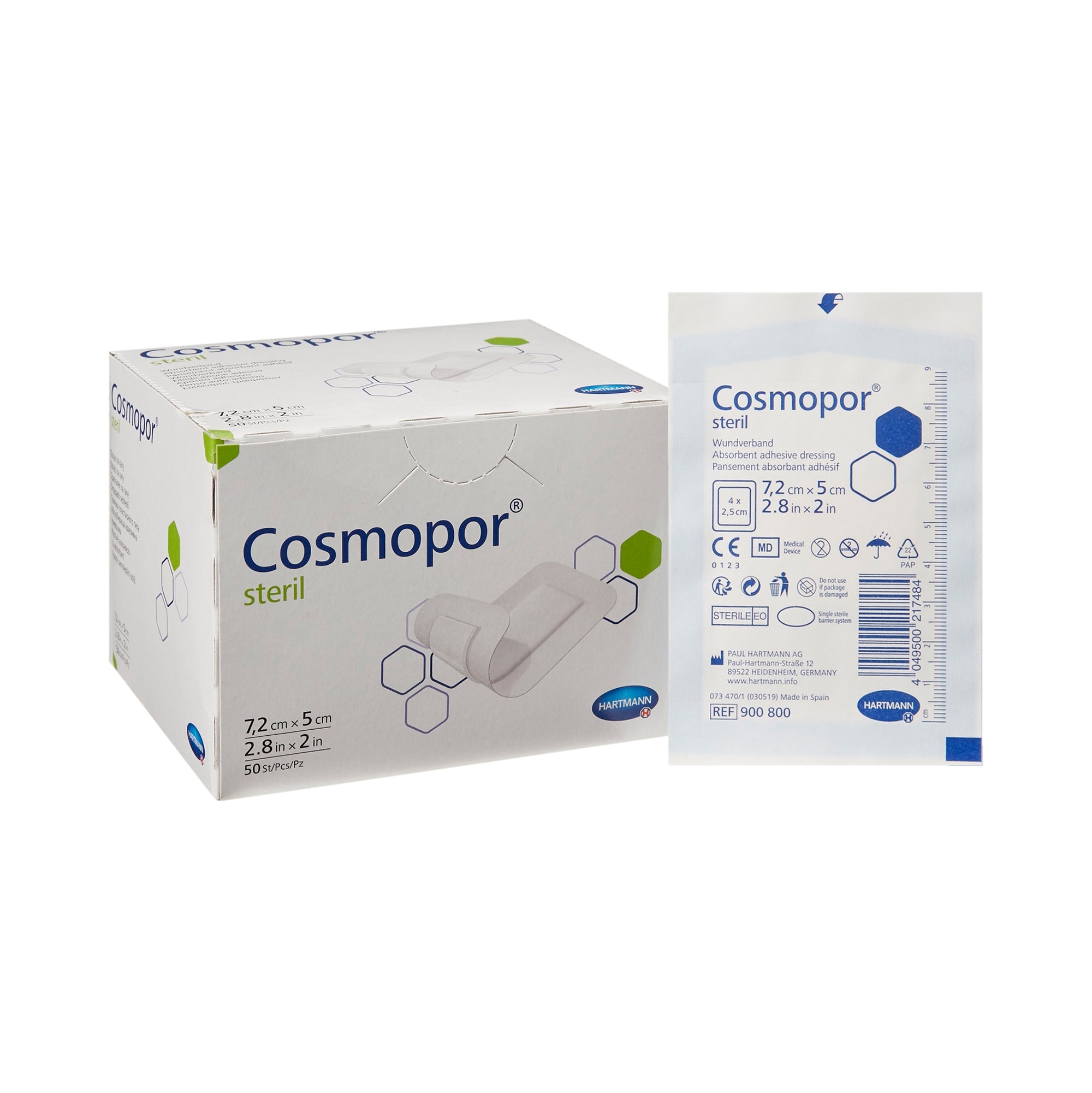 Cosmopore Sterile Wound Dressing 2.8 x 2 Inches - Latex Free Medical Bandage for First Aid, Post-Surgery Care & Minor Injuries