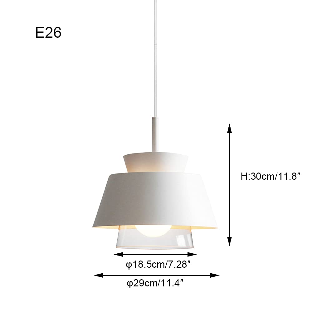 Plug-in Hanging Swag Lamp with 20ft Cord & UL Dimmer Switch - No Wiring Needed Glass Pendant Light, Macaron White (Bulbs Not Included) | Perfect for Dining Room, Bedroom, or Kitchen Decor - Nordic Style Iron Fixture with On/Off Dimmer