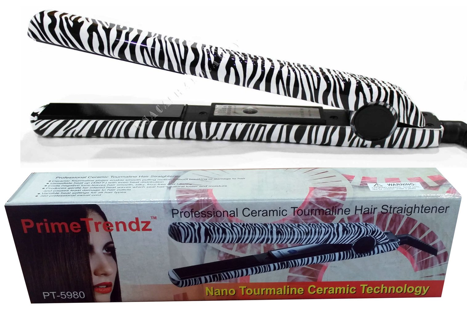 Professional Nano Tourmaline Ceramic Hair Straightener - Zebra Print Flat Iron for Smooth & Shiny Hair | Perfect for Home Use, Salon Styling & Travel