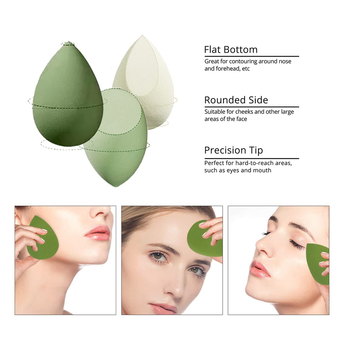 5-Piece Makeup Sponge Set - 4 Beauty Blenders with 1 Holder & Egg Case for Flawless Cream, Powder & Liquid Application | Pink & Green | Perfect for Daily Makeup, Travel & Professional Use