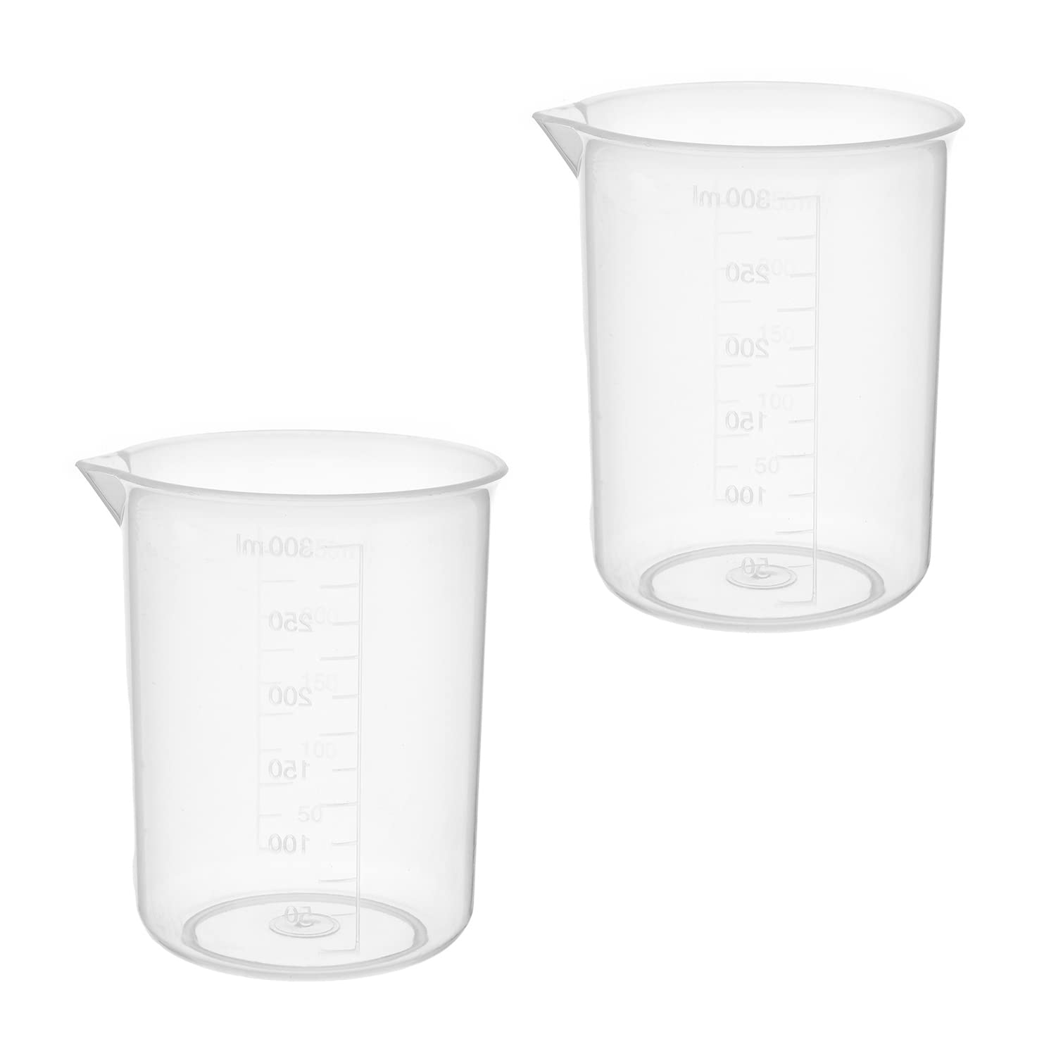 Bettomshin 2-Pack 250ml Resin Mixing Cups - PP Plastic Measuring Beakers with Graduations, Transparent Low-Form Liquid Measuring Cups for Epoxy Resin, Paint, Glue, Kitchen & Lab Use