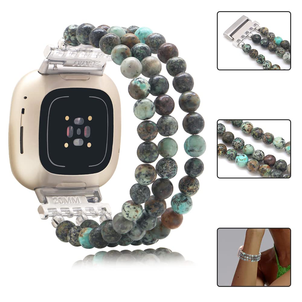 Fitbit Versa 3/4 & Sense 2 Bands - Beaded Gemstone Bracelets for Women & Men | Workout & Fashion Accessory
