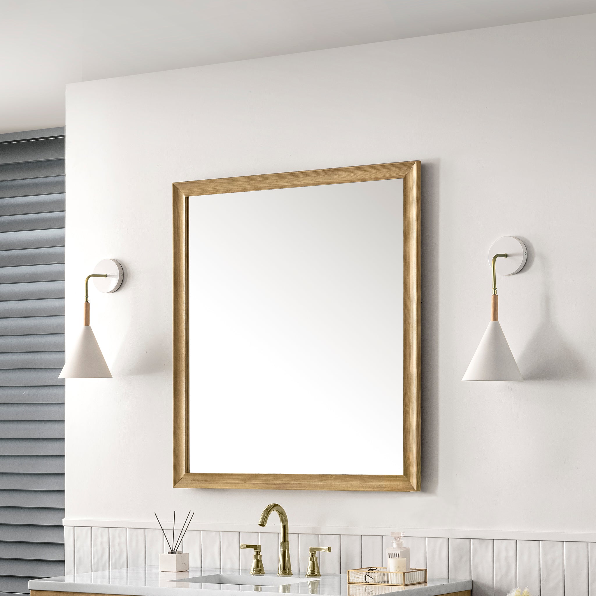 Glenbrooke 36-Inch Light Natural Oak Wall Mirror - Perfect for Living Room, Bedroom & Entryway Decor
