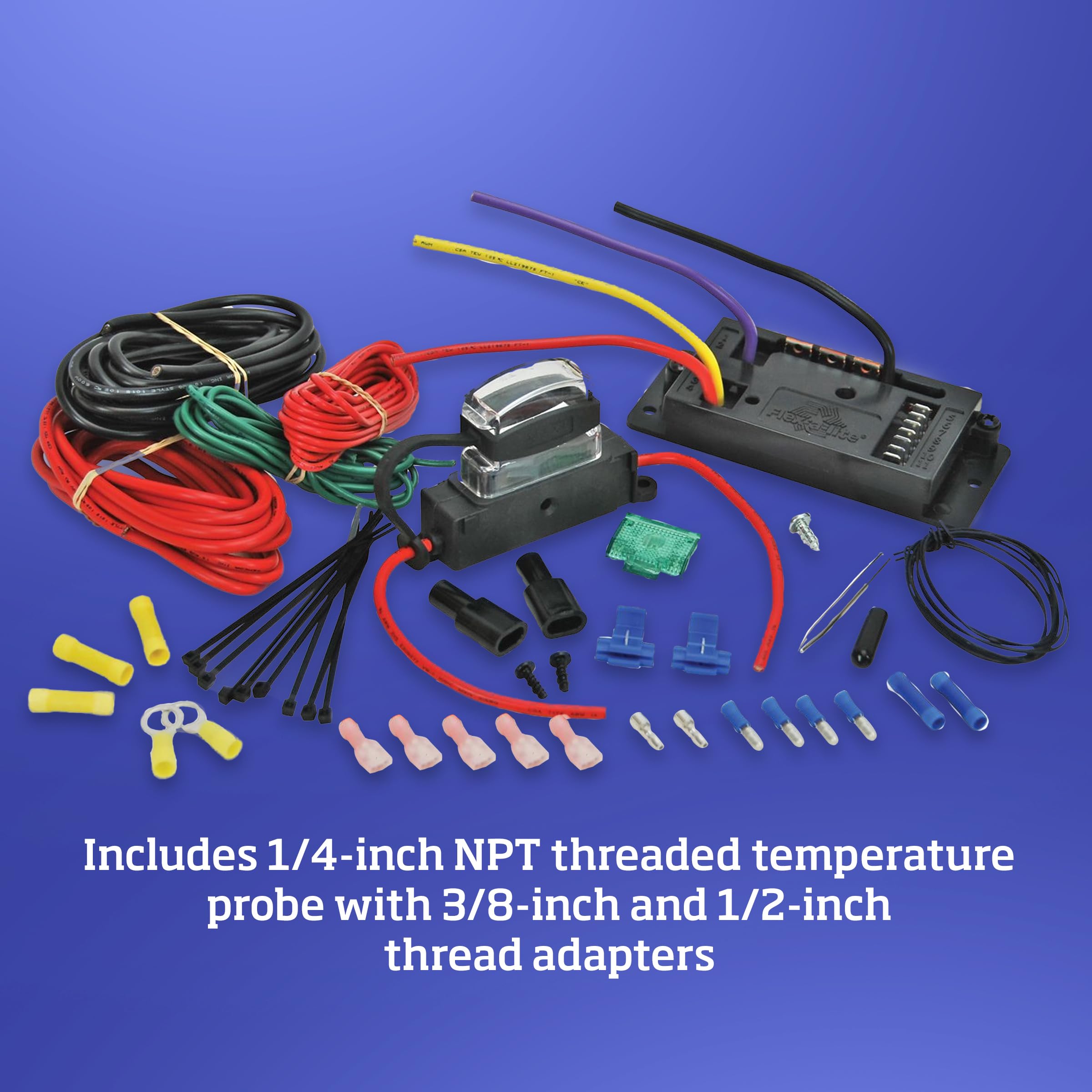 Variable Speed Controller & Relay Kit with Thread-In Temperature Sensor - Black Fan Controller with Probe (31163) for HVAC, Cooling Systems & Industrial Equipment