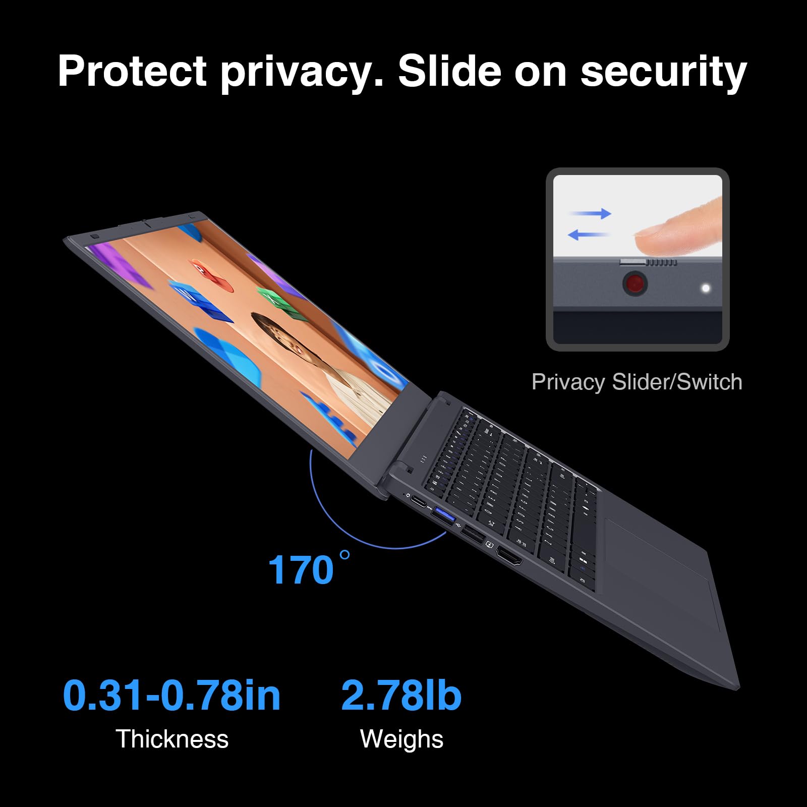 14 Inch Windows 11 Laptop - 8GB DDR4 RAM & 128GB SSD, Intel Quad-Core Processor (Up to 2.9GHz) | Ultra-Thin Portable Notebook with WiFi, Bluetooth 4.2 | Includes MS Office 2024 | Perfect for Work, Study & Travel