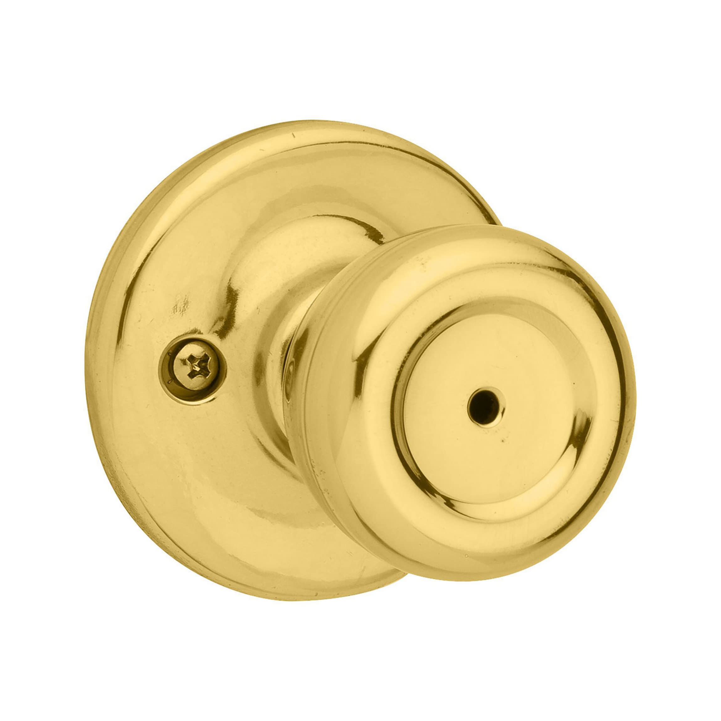 Kwikset Privacy Door Knob with Lock - Keyless Turn for Bathroom & Bedroom in Polished Brass