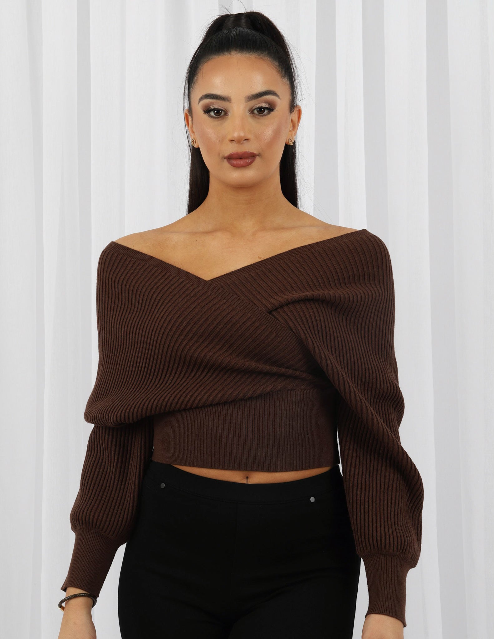 Stylish Women's Cross Over Knit Top - Comfortable V-Neck Casual Blouse for Everyday Wear | Perfect for Office, Date Night & Weekend Outfits