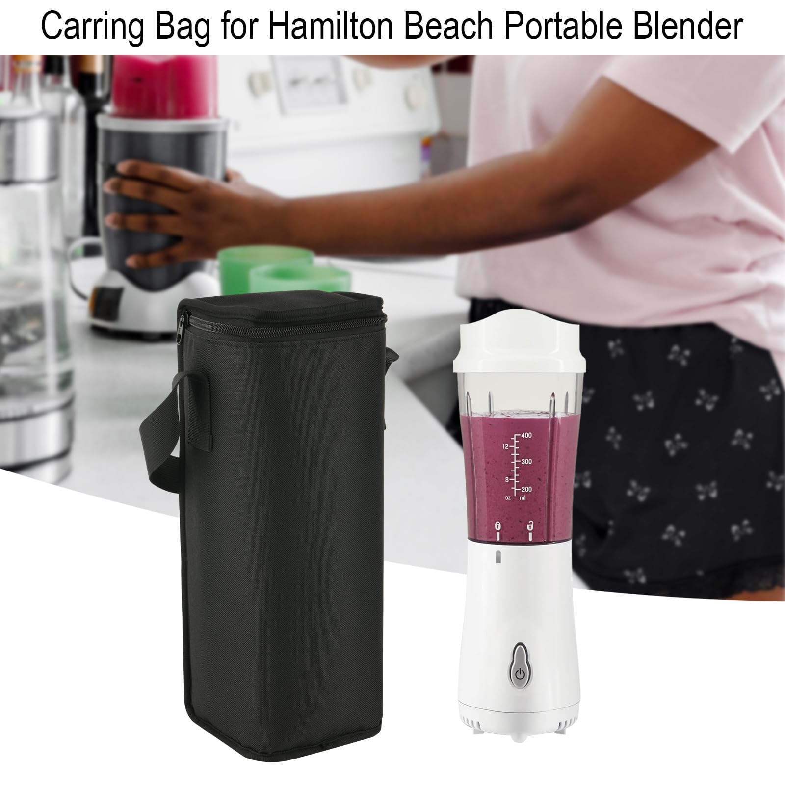 Beautyflier Portable Blender Storage Bag - Compatible with Hamilton Beach & Small Blenders, Mini Blender Travel Carrying Case (Bag Only) - Perfect for Gym, Travel & Kitchen Organization