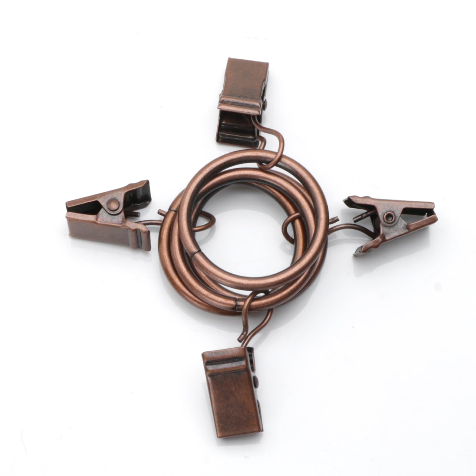 44 Pack Antique Copper Metal Curtain Rings with Clips - 1 Inch Interior Diameter Drapery Hooks for Hanging Curtains & Drapes - Perfect for Living Room, Bedroom, and Home Decor