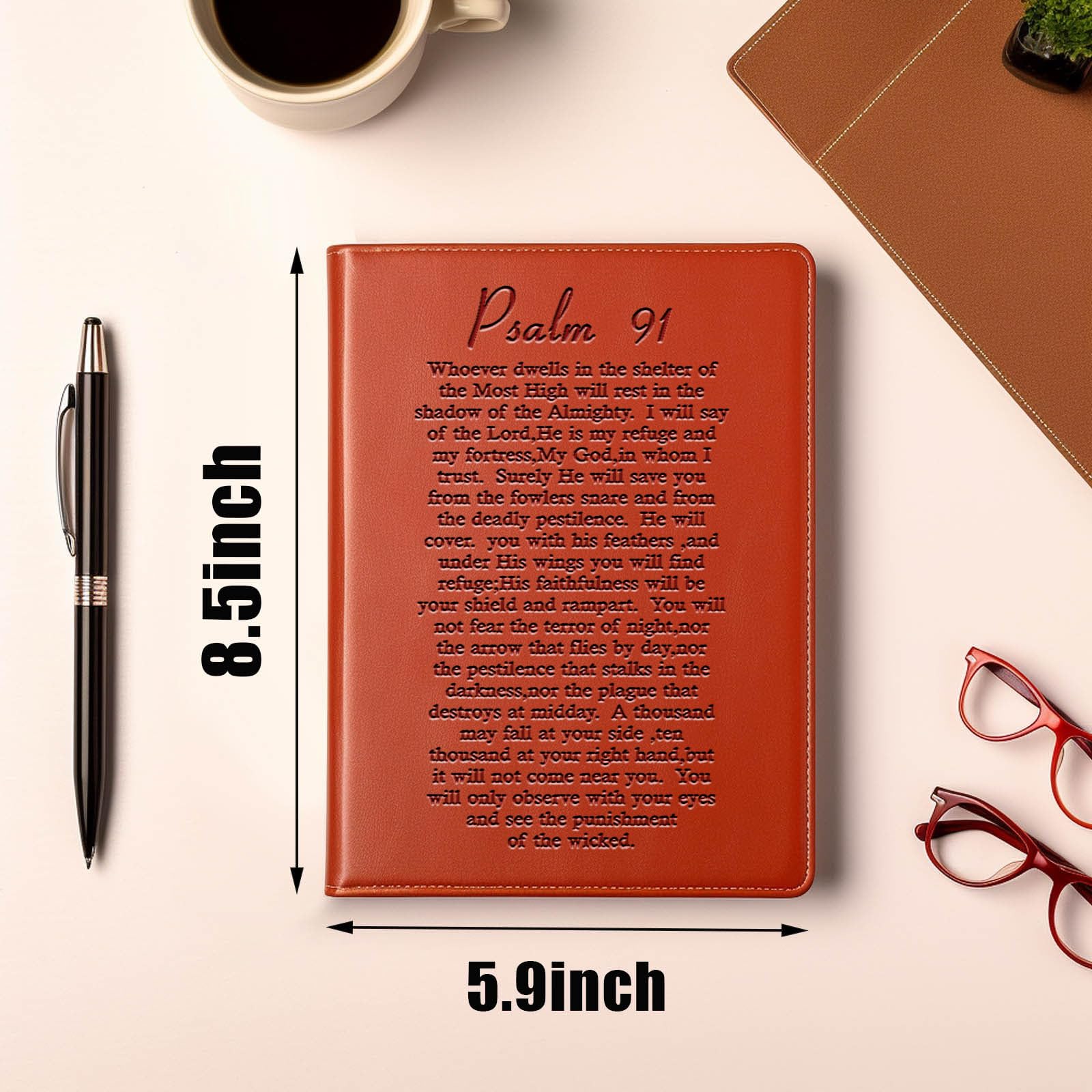 Premium Leather Christian Journal with Psalm 91 Bible Verse - Inspirational Religious Gift for Women & Men - Baptism, Confirmation, Sacrament Gifts - Perfect for Prayer, Bible Study & Spiritual Reflection