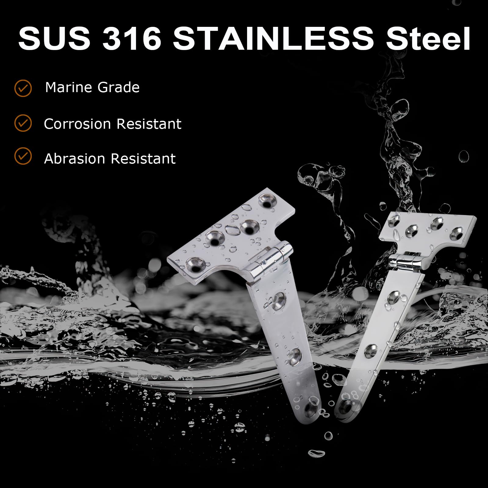 CHANGE MOORE 316 Stainless Steel Marine Grade Boat Hatch Hinge - Heavy Duty T Hinges for Cabinets & Doors with Screws - Perfect for Boats, RVs, and Outdoor Furniture