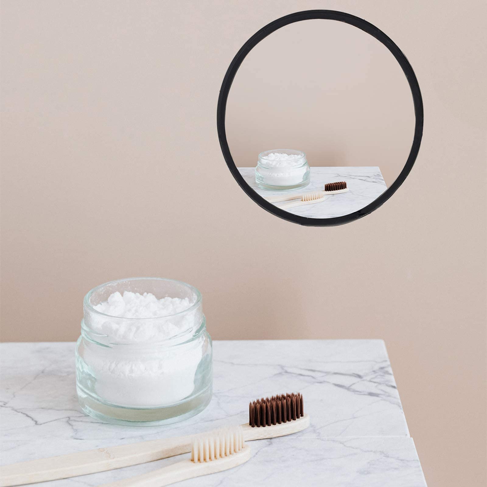 7.67 Inch Small Wall Mirror - Waterproof Acrylic Shower Mirror with Silicone Grips, Black Frame for Bathroom & Makeup - Perfect for Shaving, Grooming & Vanity Use