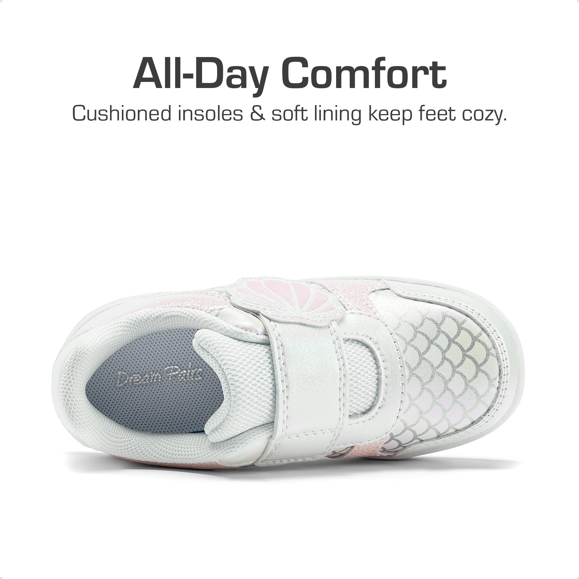 DREAM PAIRS Toddler Girls Sneakers - Sparkly Shiny Lightweight Comfortable Hook and Loop Casual Walking Shoes for Little Kids | Perfect for Playdates, Preschool & Everyday Wear