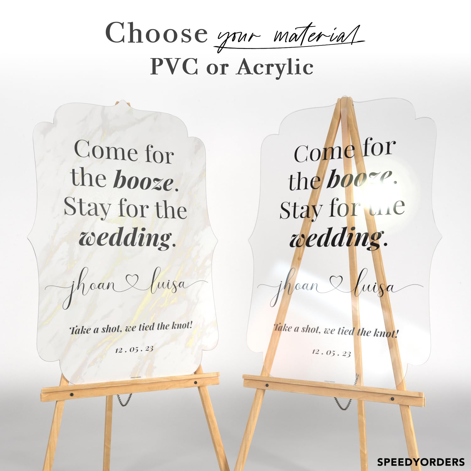 Custom Acrylic Wedding Welcome Sign - 'Take A Shot We Tied The Knot' Funny Reception Decor - Perfect for Bar Areas & Photo Backdrops at Weddings & Celebrations