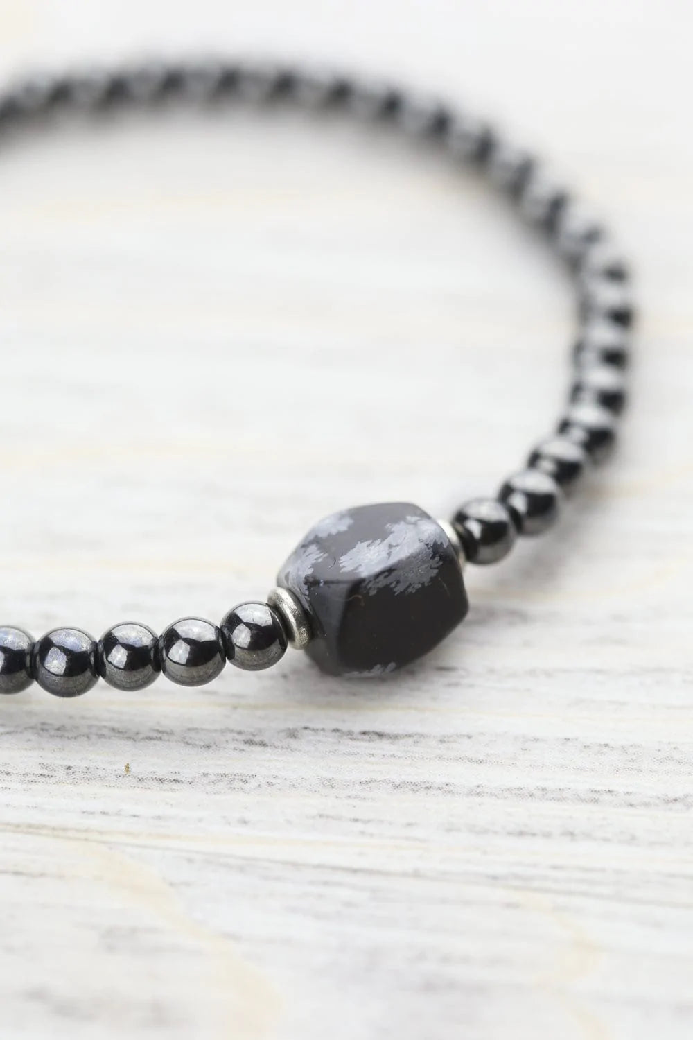 Hematite & Obsidian Lunar Bracelet for Women - Healing Crystal Energy Bracelet for Protection, Balance & Positive Vibes | Perfect for Meditation, Yoga & Spiritual Healing