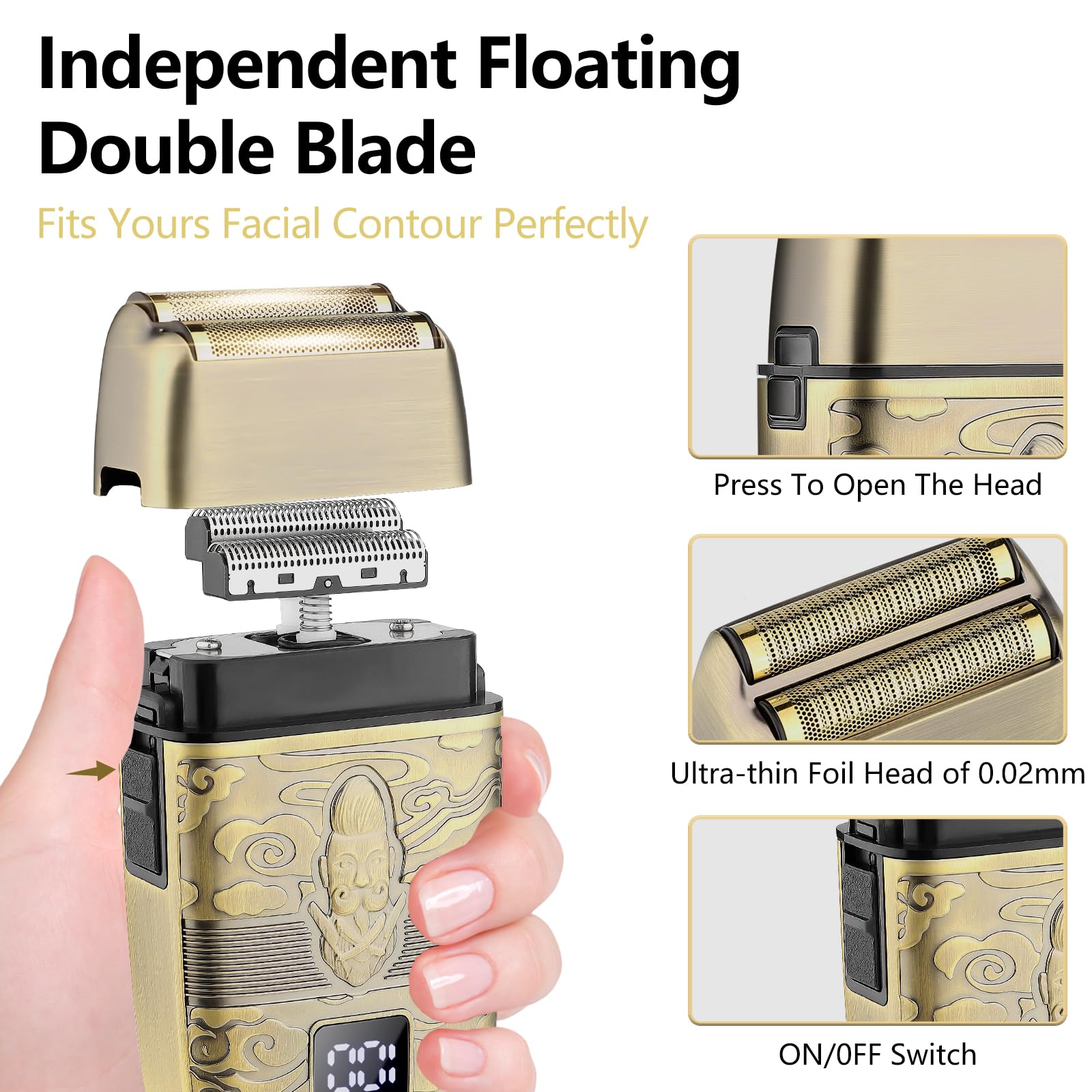 Soonsell Professional Hair Clippers for Men - T-Blade Trimmer & Nose Hair Trimmer Set with LCD Display - Electric Razor for Precise Hair Cutting & Grooming (Bronze) - Perfect for Home Barbering, Beard Trimming, and Personal Grooming