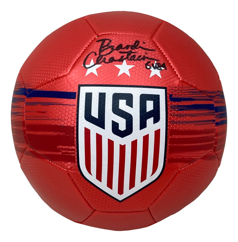 Brandi Chastain Autographed USA Red Soccer Ball - Official BAS ITP Certified - Perfect for Collectors, Fans & Sports Memorabilia Displays