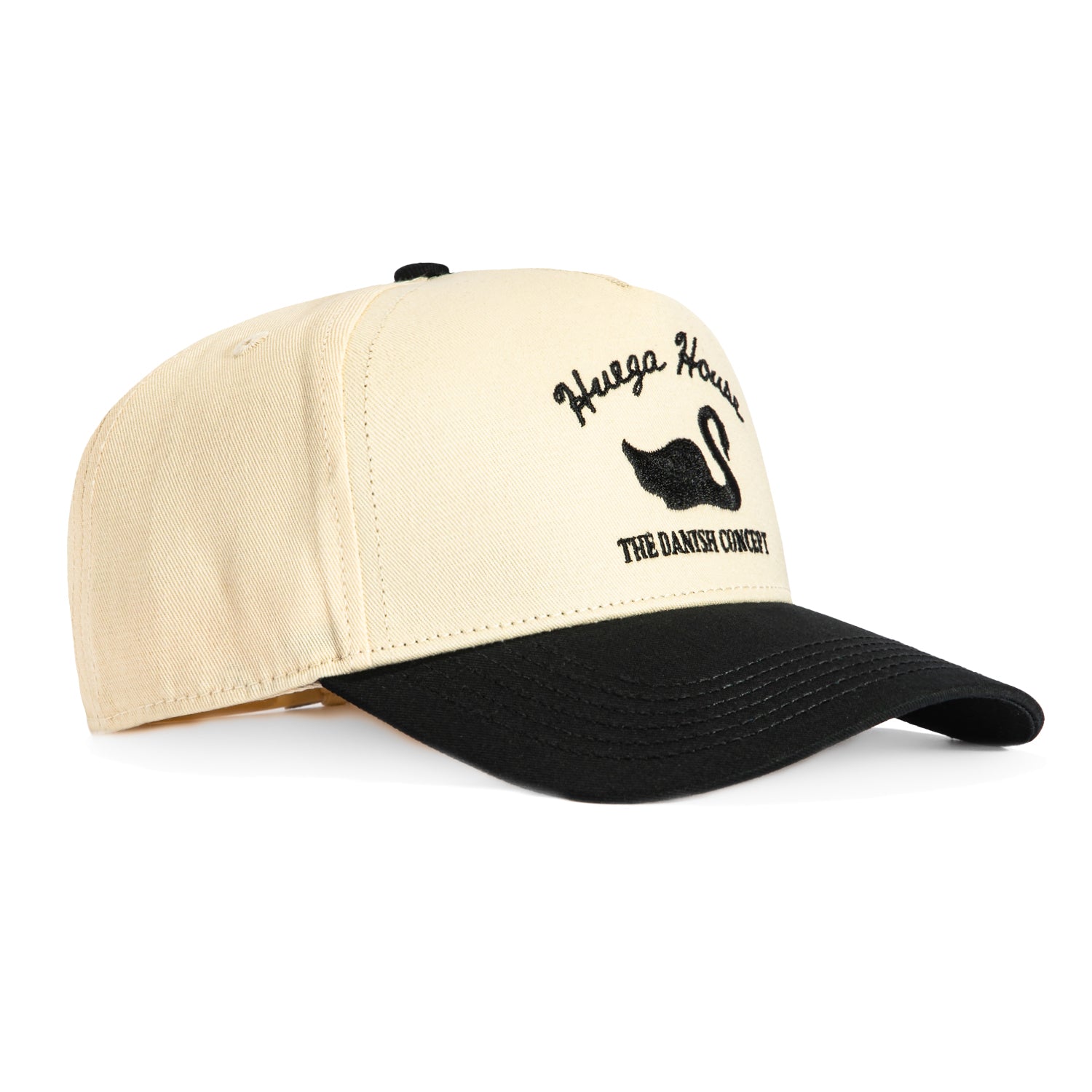 Vintage Swan Snapback Hat by Huega House - Khaki & Black Colors | Retro Baseball Cap for Men & Women | Perfect for Casual Outfits, Streetwear & Outdoor Activities