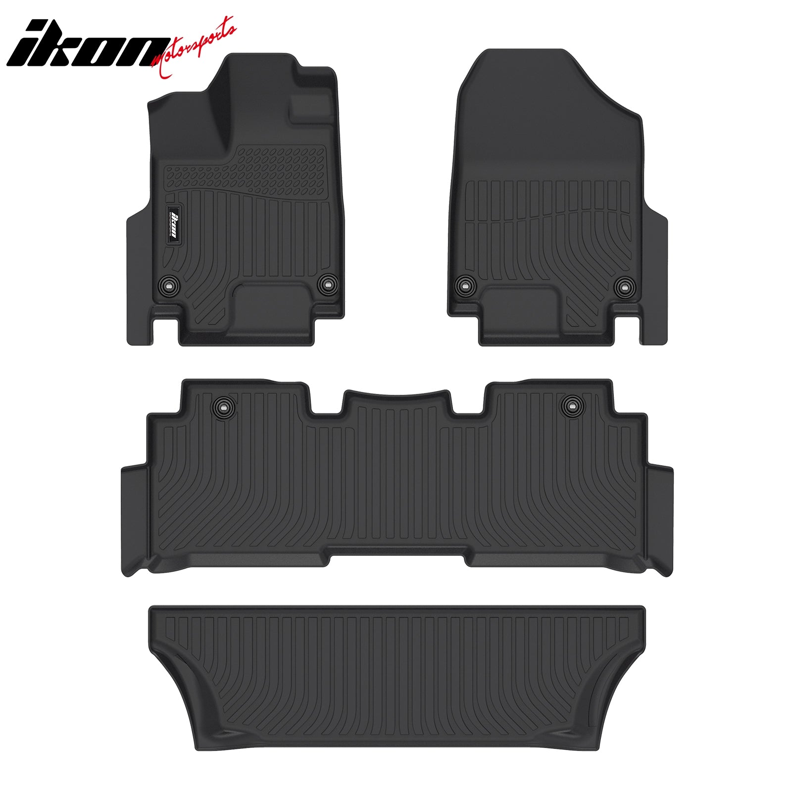 IKON 3D Molded All-Weather Floor Mats for 2018-2025 Honda Odyssey - 4PC Black TPE Car Floor Liners (1st, 2nd & 3rd Row) - Durable Front & Rear Protection - Perfect for Family Road Trips, Daily Commutes & Extreme Weather Conditions