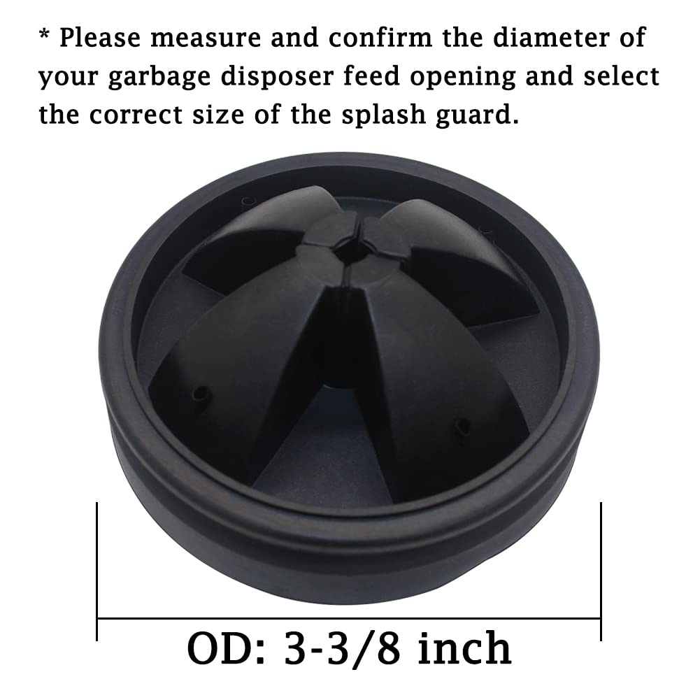 Joywayus 2-Pack 3-3/8 Inch Black Rubber Garbage Disposal Splash Guard - Quiet Sink Baffle Replacement with Upgraded Removable Drain Plugs - Multi-Functional Food Waste Disposer Accessories for Kitchen Sink Maintenance & Odor Prevention