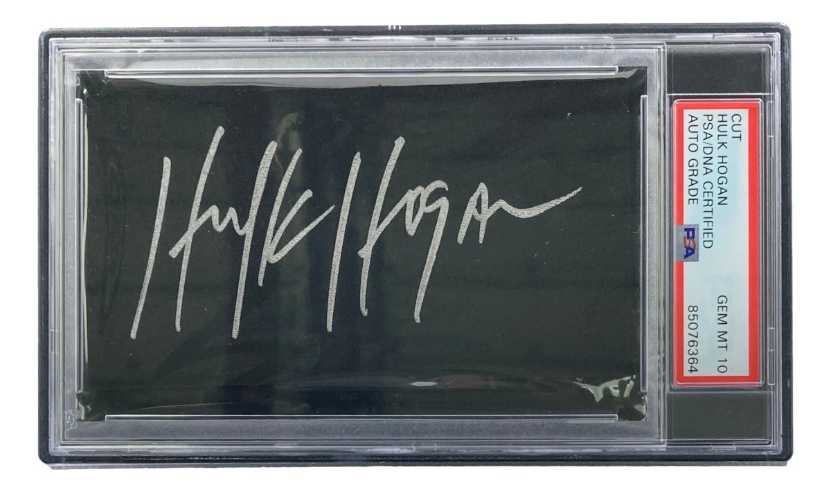 Hulk Hogan Autographed WWE WWF Cut Signature PSA/DNA Certified Gem MT 10 Wrestling Memorabilia - Perfect for Sports Collectors, Man Cave Decor & Wrestling Fan Gifts