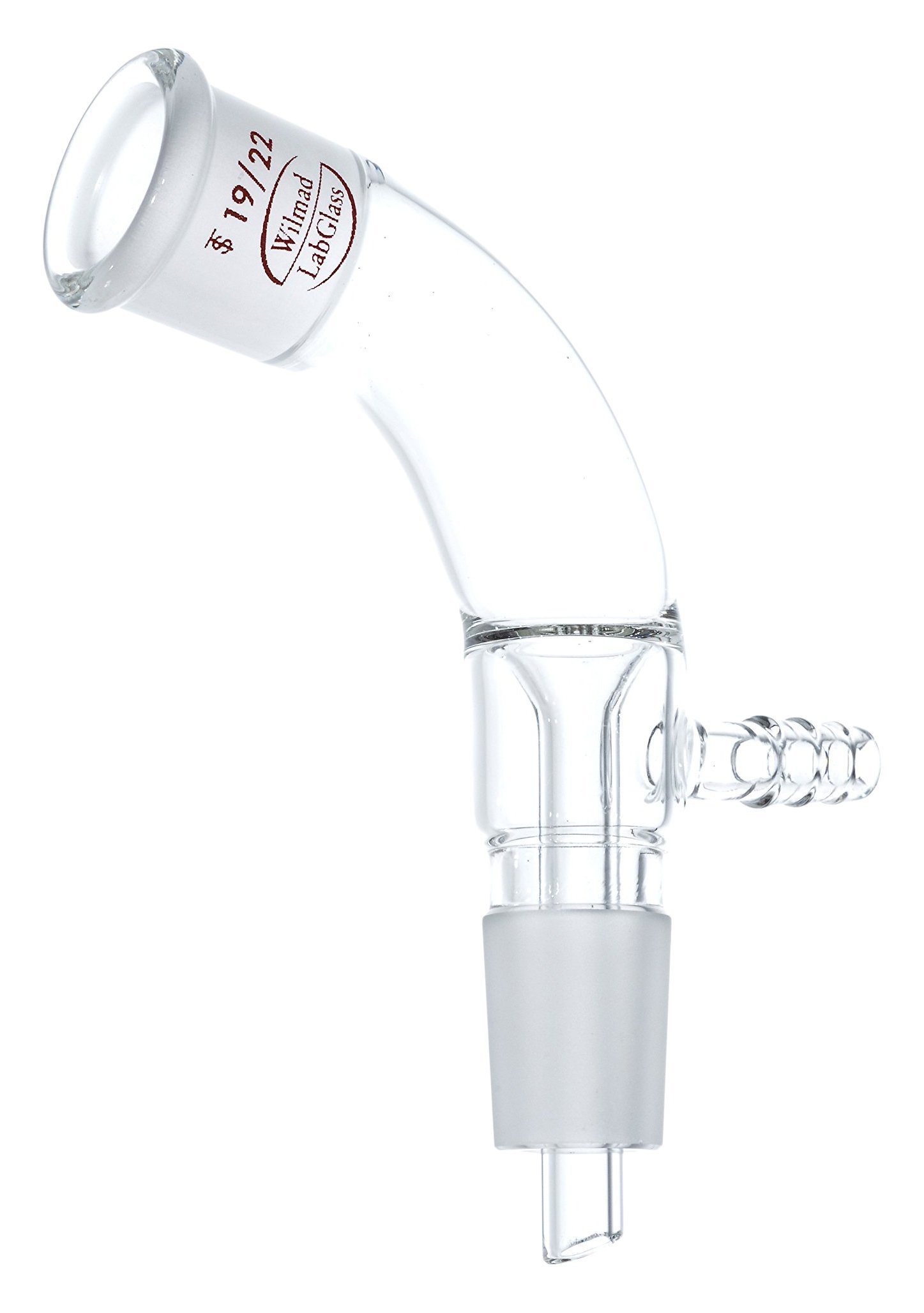 Wilmad-LabGlass ML-390-702 19/22 Standard Taper Vacuum Adapter with 105 Degree Bend - Style A - Laboratory Glassware for Distillation & Chemistry Experiments