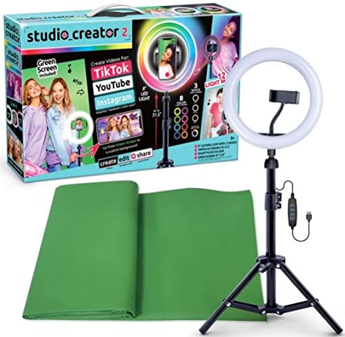 Marl Great Studio Creator 2: Professional Video Maker Kit with Multicolor Ring Light & White Backdrop - Perfect for YouTube, TikTok, Live Streaming & Photography
