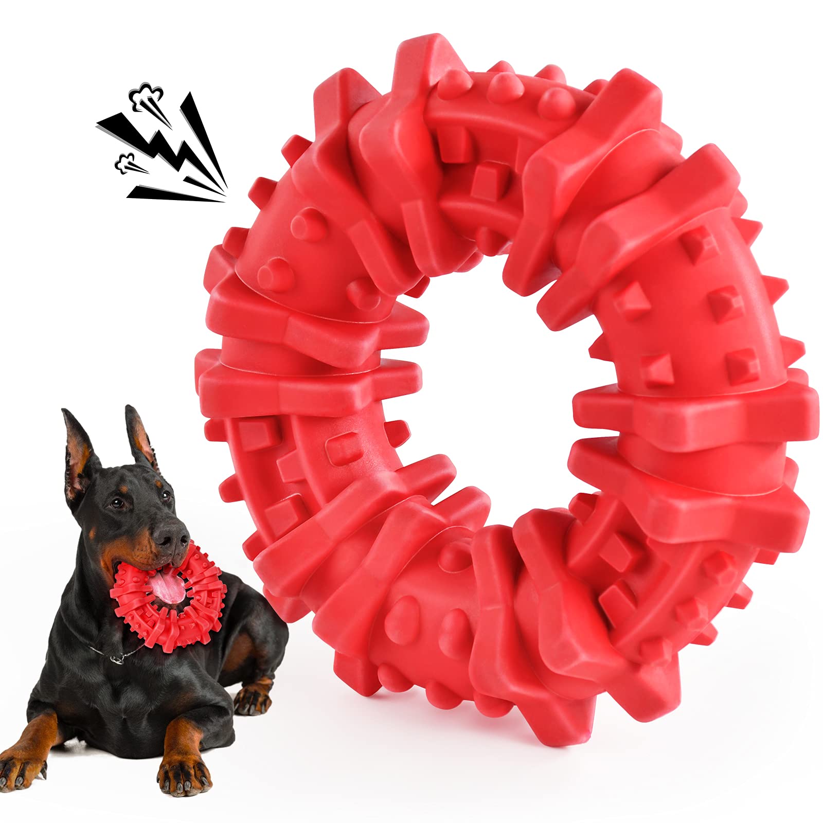 **Durable Dog Treat Dispensing Toys for Large Breeds - Nearly Indestructible Chew Toys for Aggressive Chewers, Natural Rubber Squeaky Puzzle Balls - Perfect for Training, Playtime & Mental Stimulation**