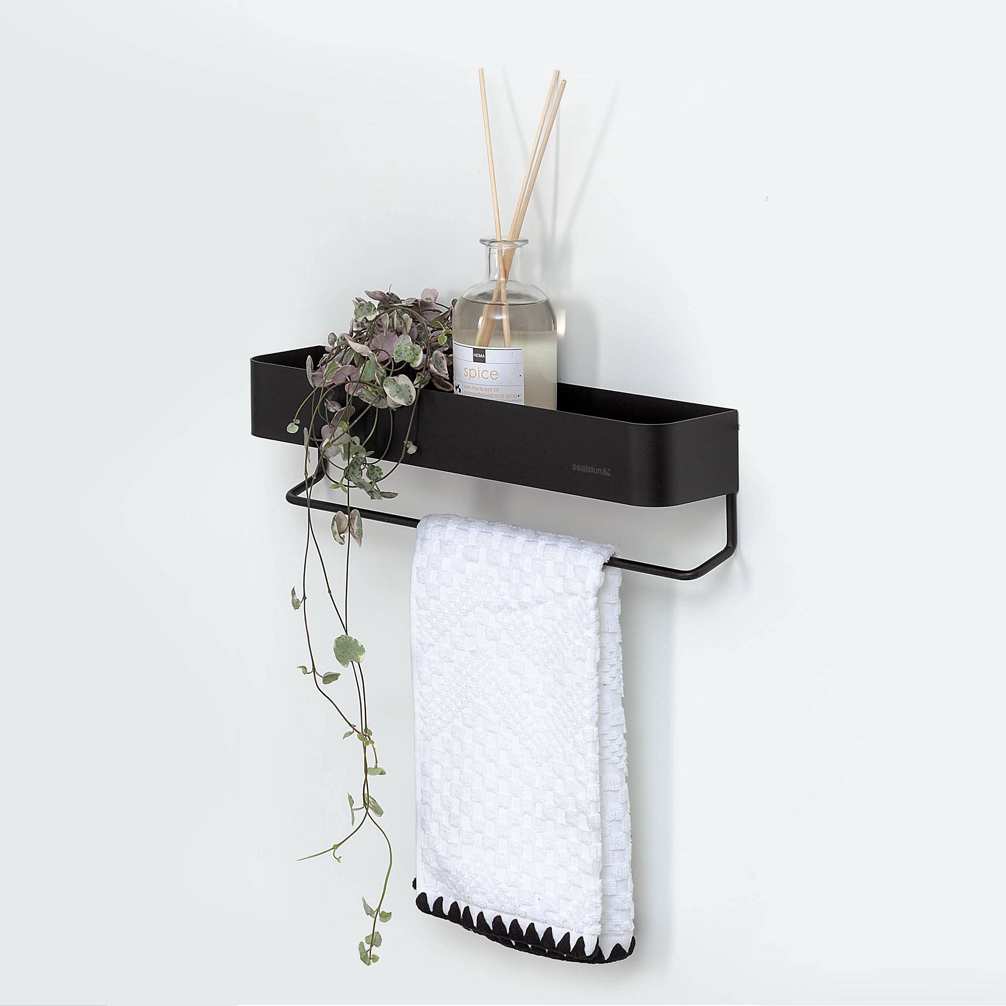 Black Metal Hand Towel Holder - Rustproof & Durable Bathroom Organizer for Kitchen, Bath, Laundry Room (One Size)
