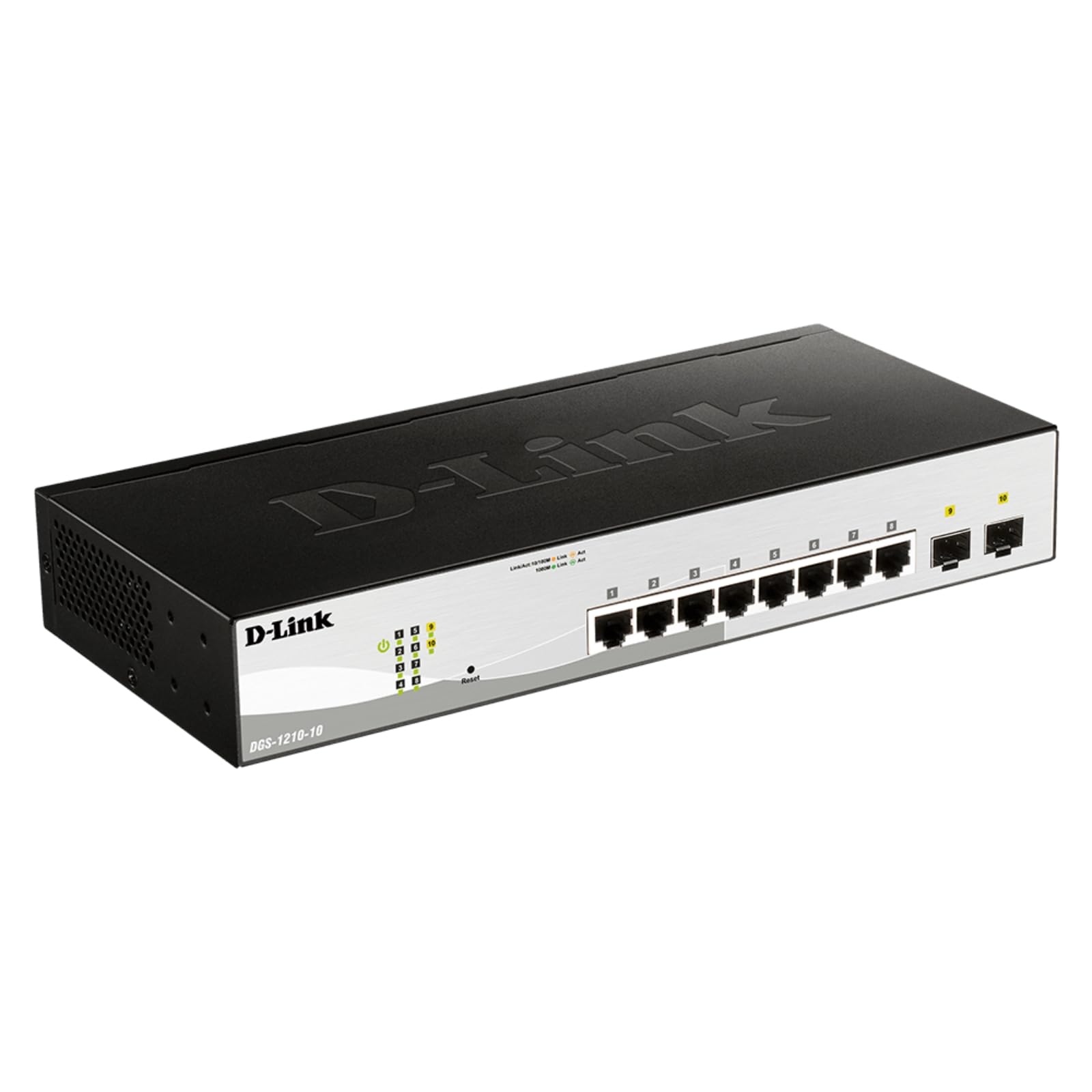 D-Link DGS-1210-10 10-Port Gigabit Smart Managed Switch with 8 GbE & 2 SFP Ports, L2+ Features, VLAN Support, Cable Diagnostics - Web Managed for Home Office, Small Business Network Setup | Desktop/Rackmount | Fanless Design | NDAA Compliant | Lifetime Warranty