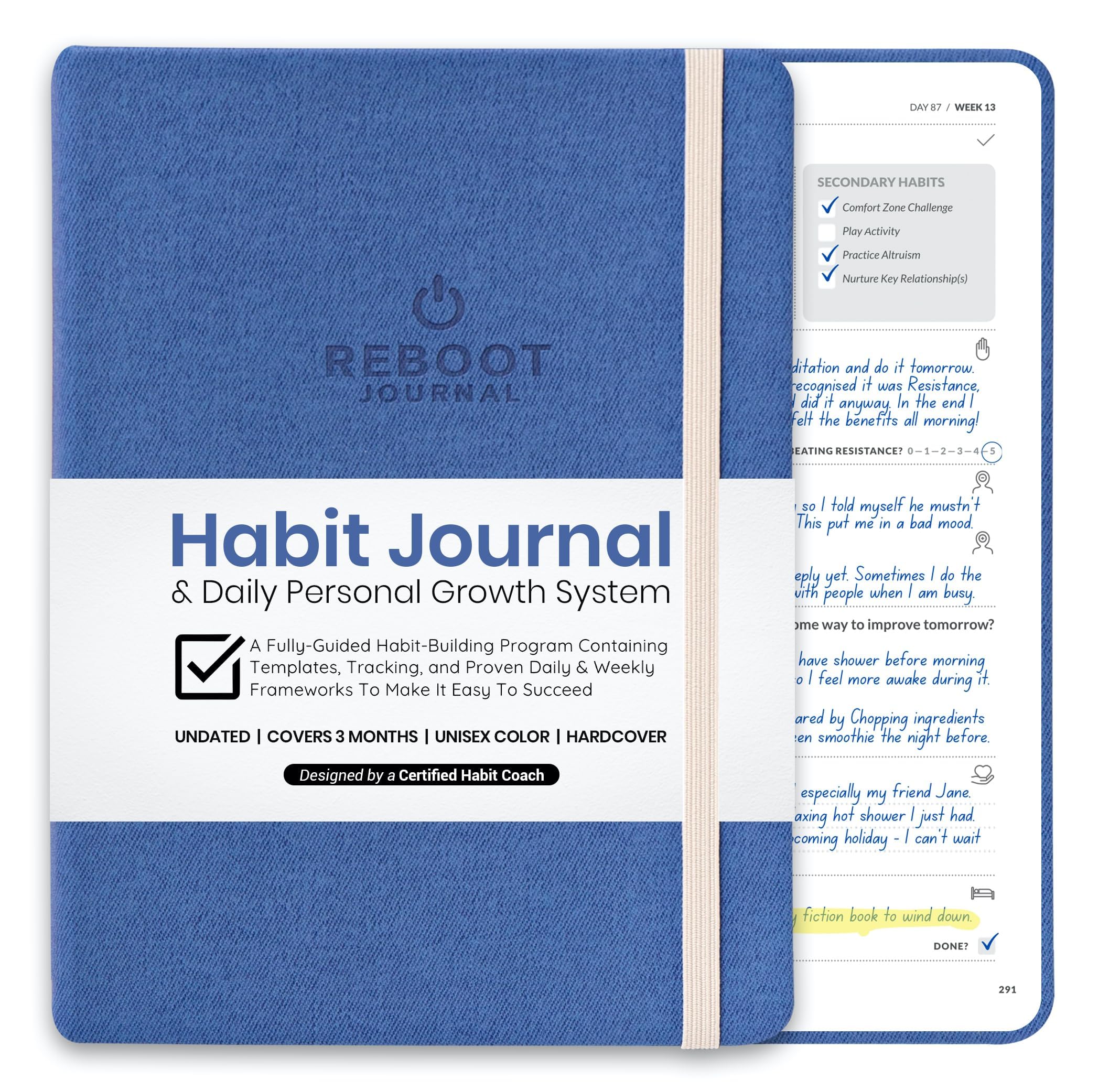 The Reboot Journal - Daily Habit Tracker & Self Improvement Planner for Building Positive Life Changing Habits - Undated Wellness Journal for Personal Growth & Goal Setting - Perfect for Mindfulness, Productivity & Mental Health