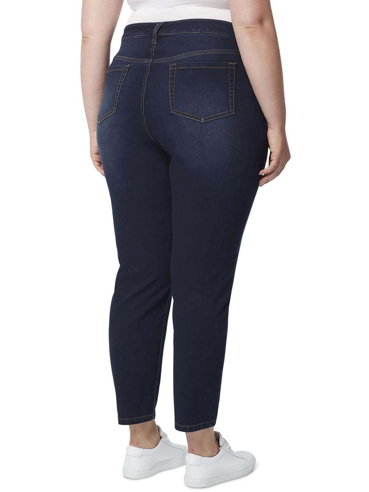 Jones New York Women's Plus Size High Rise Skinny Ankle Jeans in Onyx - Comfortable Stretch Denim Pants for Work, Casual & Night Out