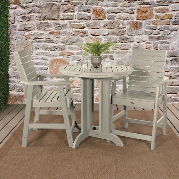 Weather-Resistant 3-Piece Round Counter Height Outdoor Dining Set - Perfect for Patio, Deck, and Backyard Gatherings