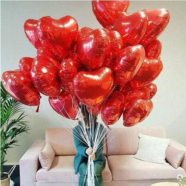 25 Red Heart Bouquet - Romantic Artificial Flower Arrangement for Valentine's Day, Anniversary, Wedding Decor & Gift Ideas