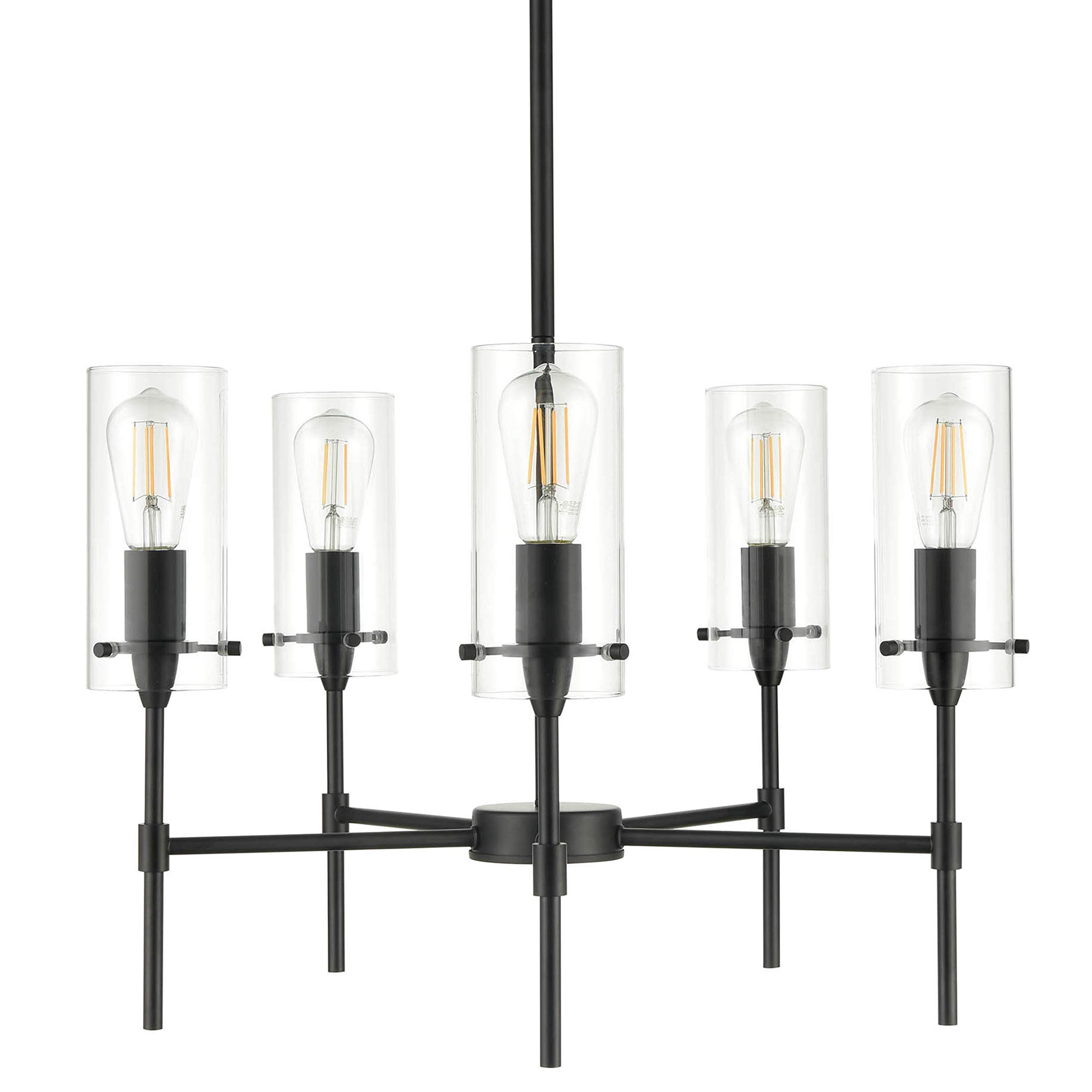 Liara Effimero 5-Light Black Chandelier - Modern Farmhouse Dining Room Lighting Fixture, UL Listed Pendant Light for Kitchen Island & Dining Table | Perfect for Rustic, Industrial & Contemporary Home Decor