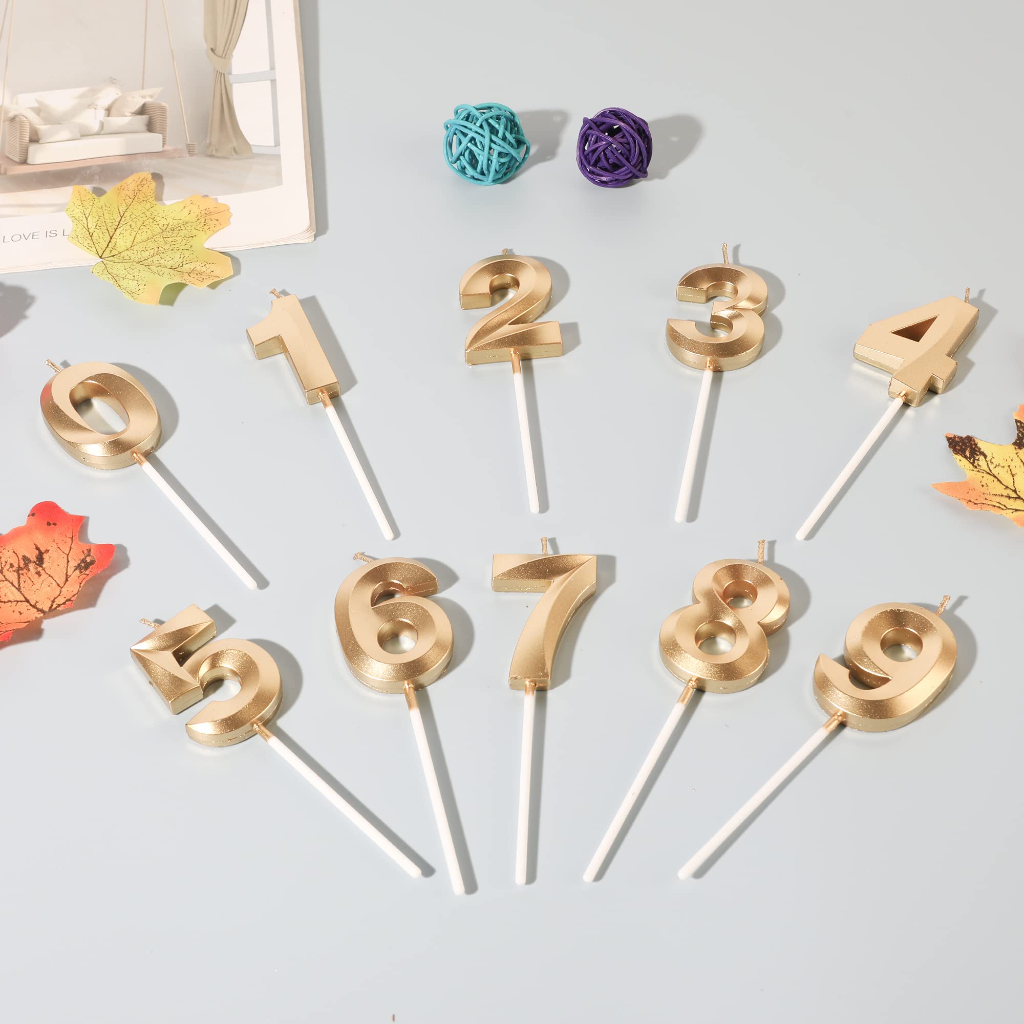 Gold Number 10 Birthday Candles for Cakes - Sparkling Glitter Candle Topper for 10th Anniversary, Wedding & Party Decorations - Perfect for Milestone Celebrations and Festive Cake Decor