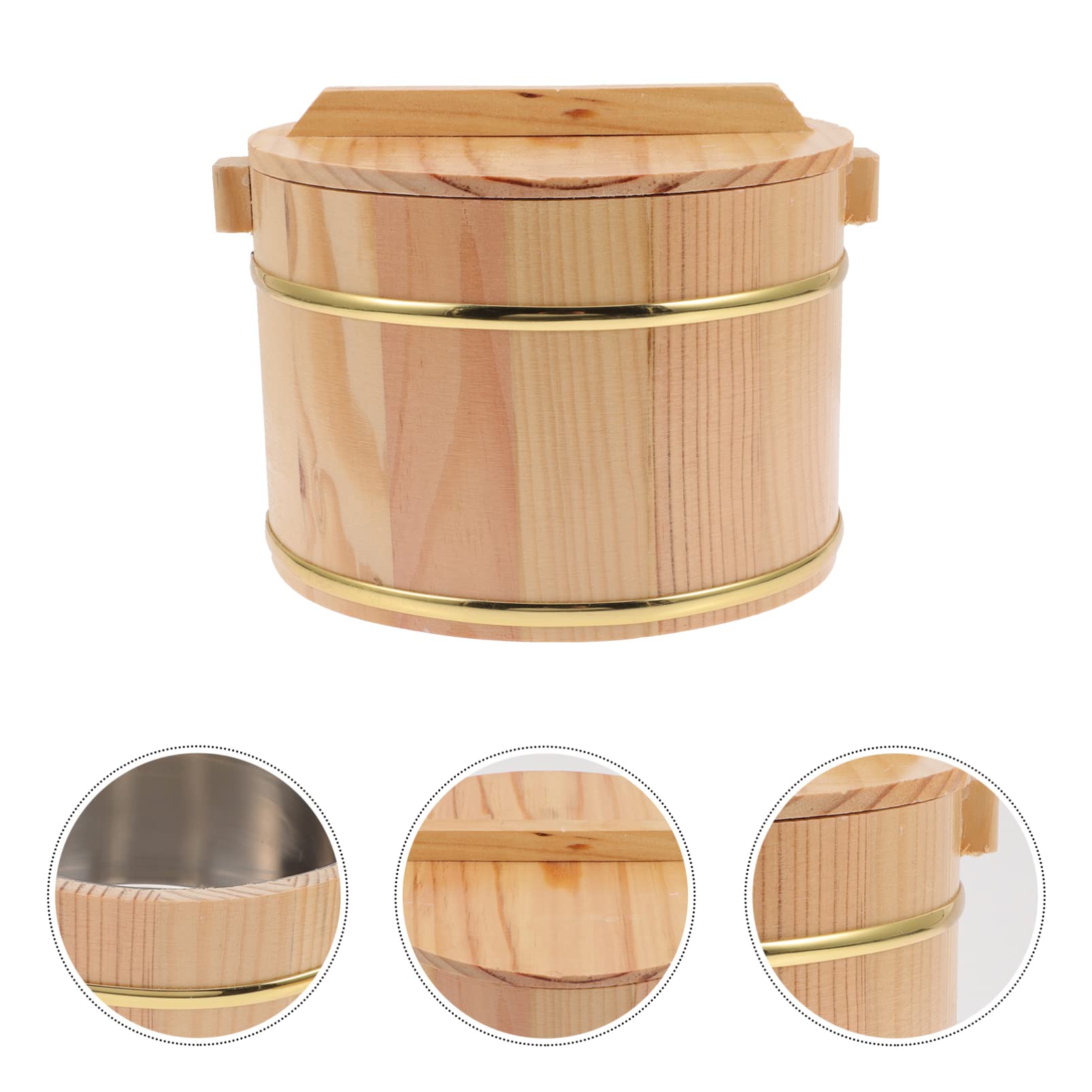 Zerodeko Wooden Rice Steamer Bucket - Traditional Japanese Rice Cooking & Storage Container for Home Kitchen, Perfect for Sushi, Onigiri & Meal Prep