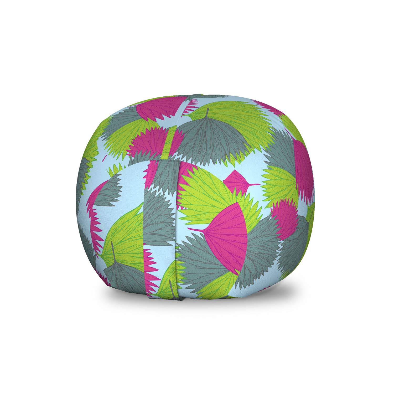 Ambesonne Exotic Storage Toy Bag Chair with Repeating Tropical Botanical Leaf Pattern - Washable Stuffed Animal Organizer for Kids Room, Nursery, or Playroom - Small Multicolor Storage Solution