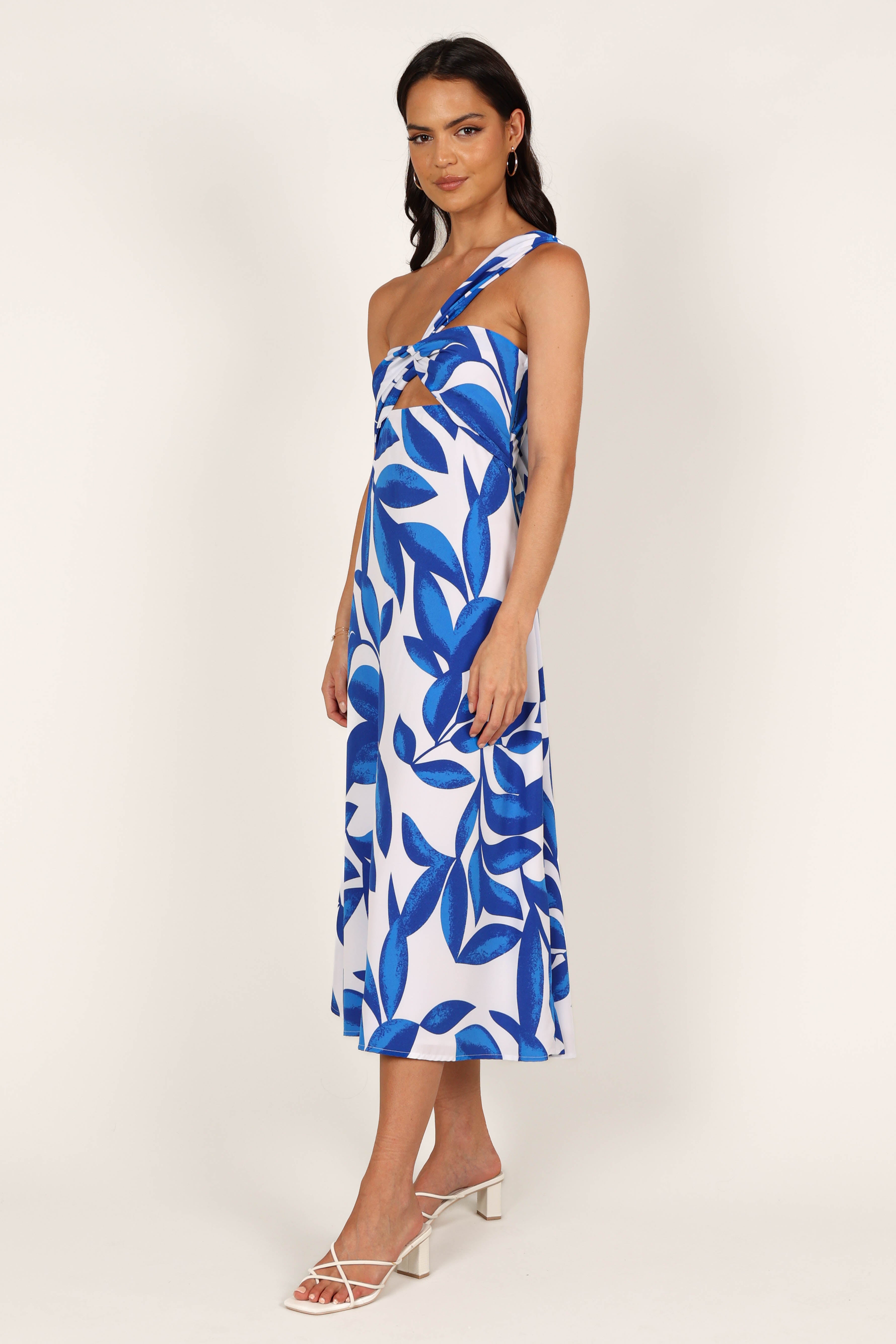 Freddie Midi Dress for Women - Floral Print White & Blue Summer Dress | Casual, Beach, Party Wear | Perfect for Date Night, Vacation & Outdoor Events